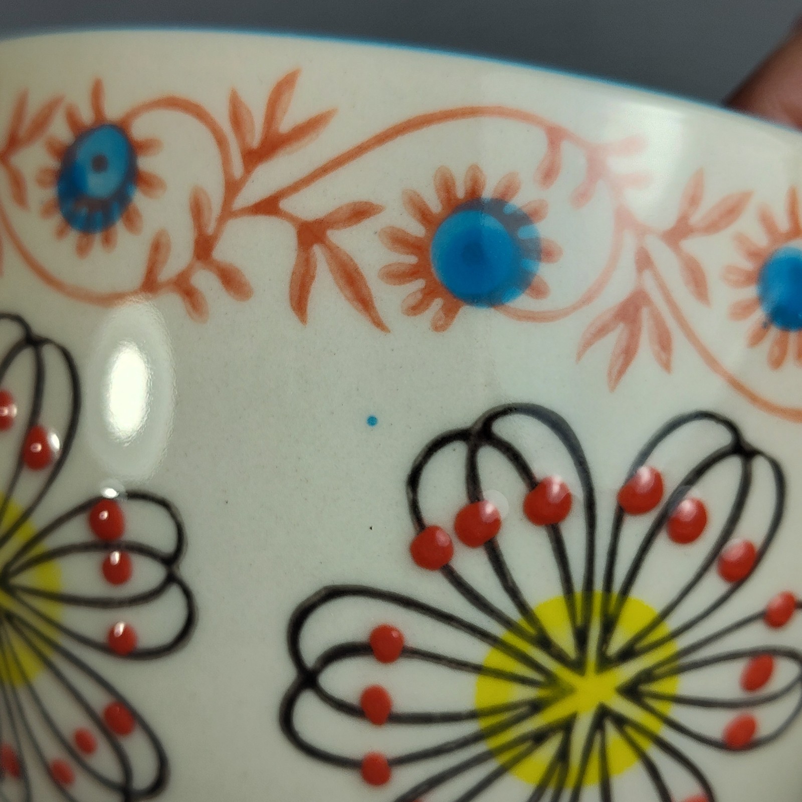 Yokohama Studio Hand Painted Footed Coffee Mug & Plate Textured Raised Dots 10oz