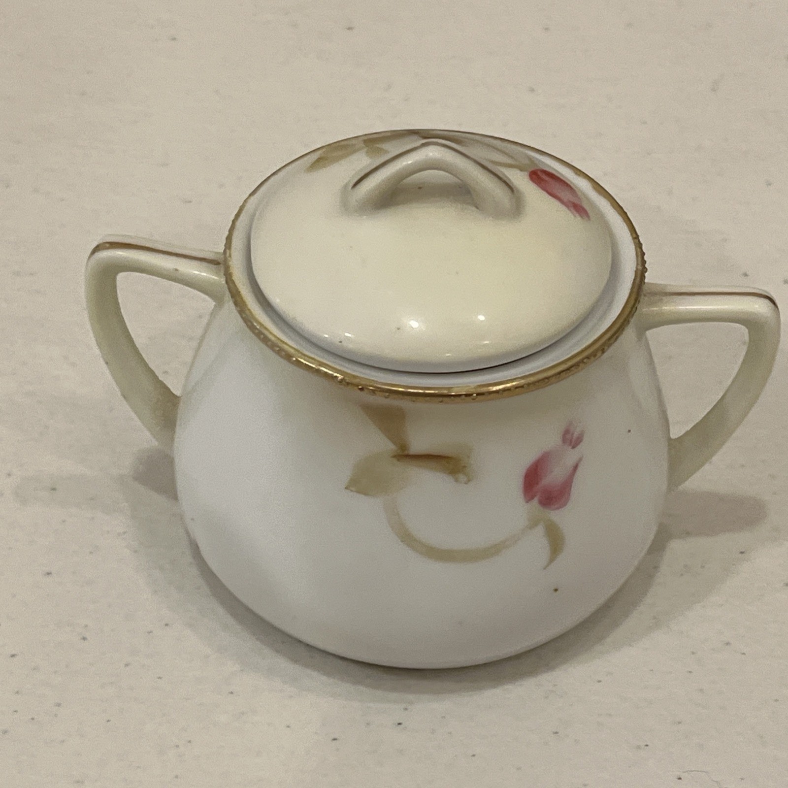 2 Piece Vintage Nippon Hand Painted Floral Creamer Pitcher And Sugar With Lid