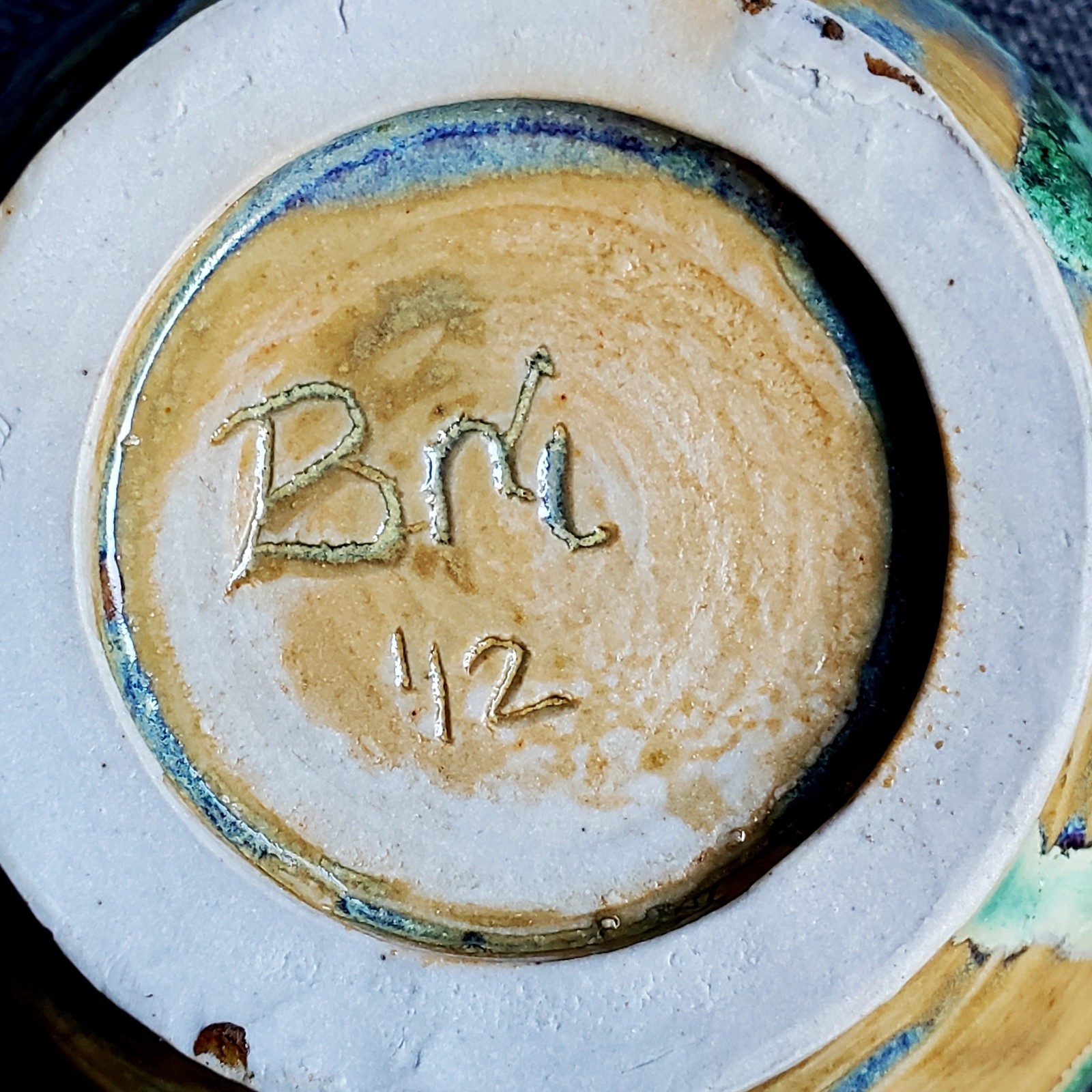 Studio Pottery Green Drip Glaze Small Contemporary Bowl