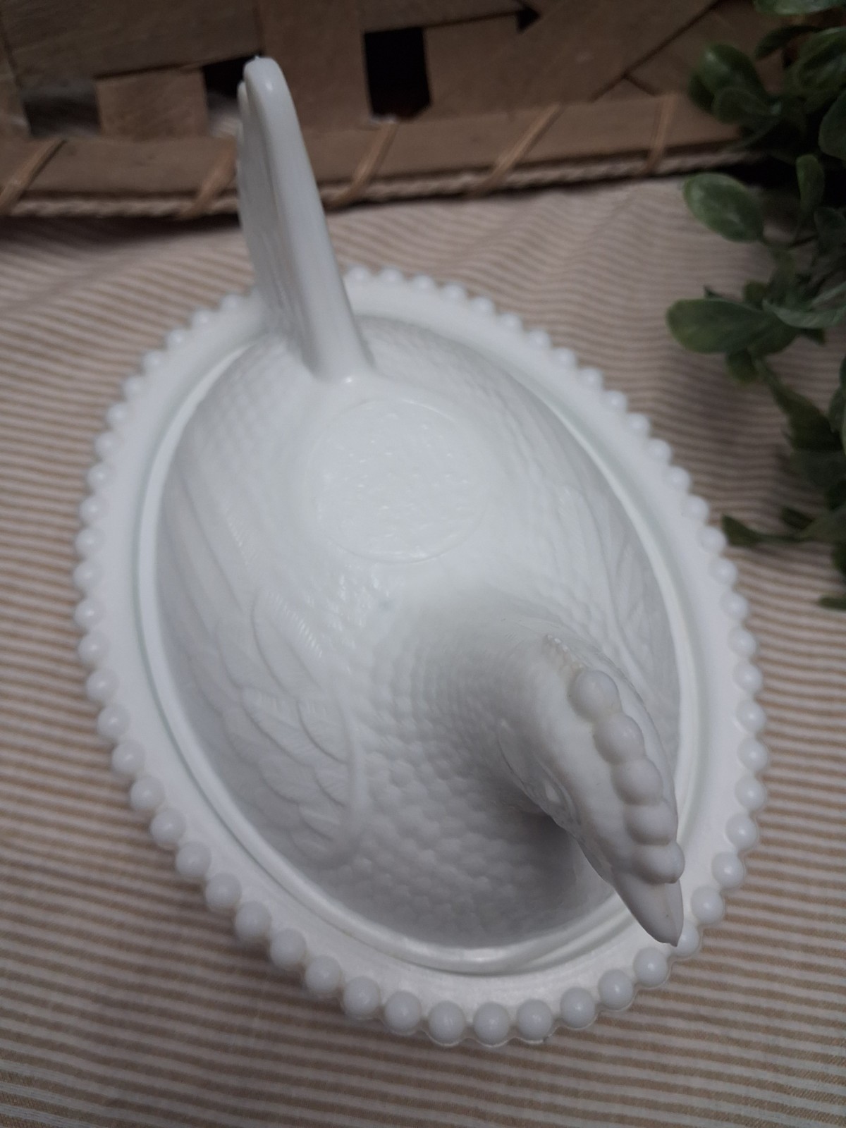 Vintage Indiana White Milk Glass Chicken Hen On Nest Covered Bowl Candy Dish 7″