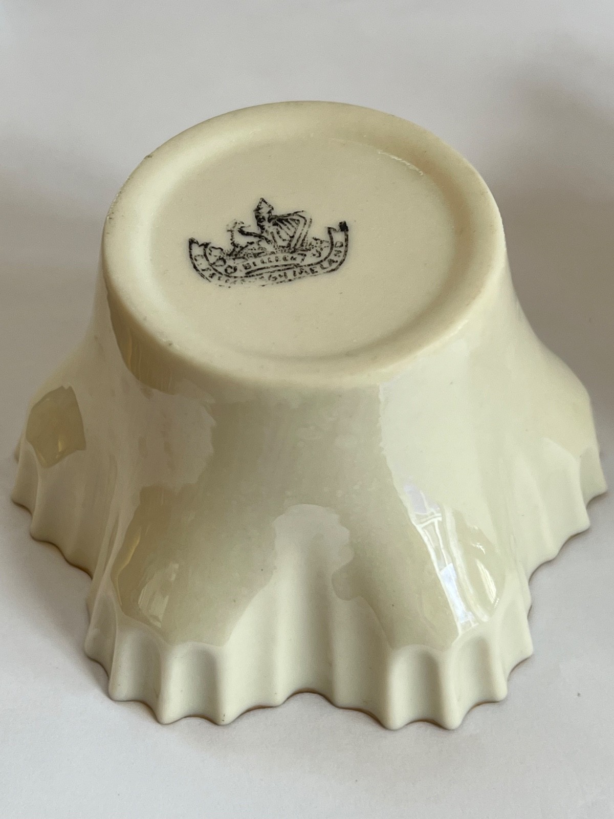IRISH BELLEEK Creamer & Sugar HEXAGON w/Green Tint & Gilt Edge 2nd Black Mark