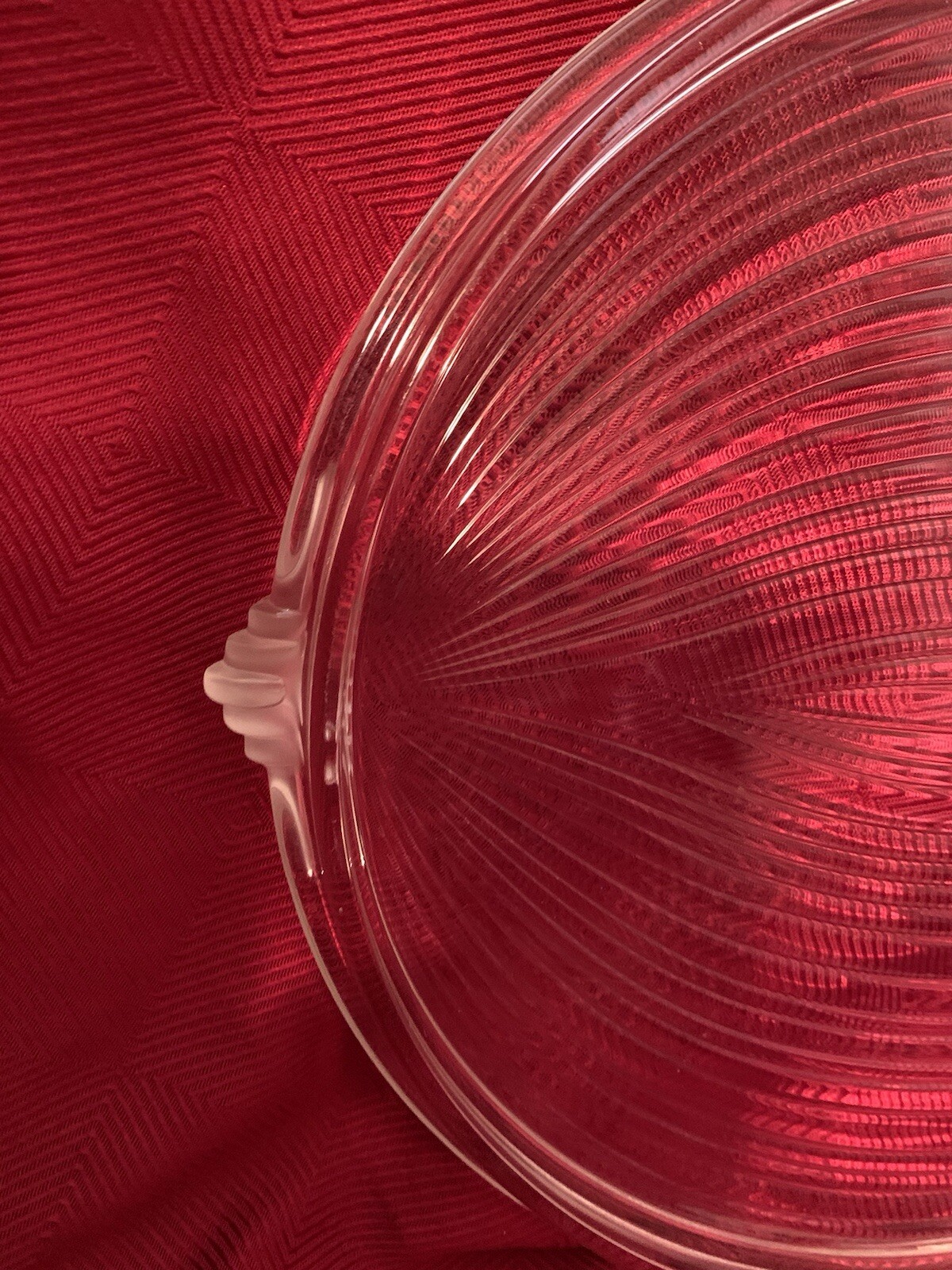 Mikasa Walther Neoclassical Crystal Ribbed Round Frosted Handles 13”Platter EUC