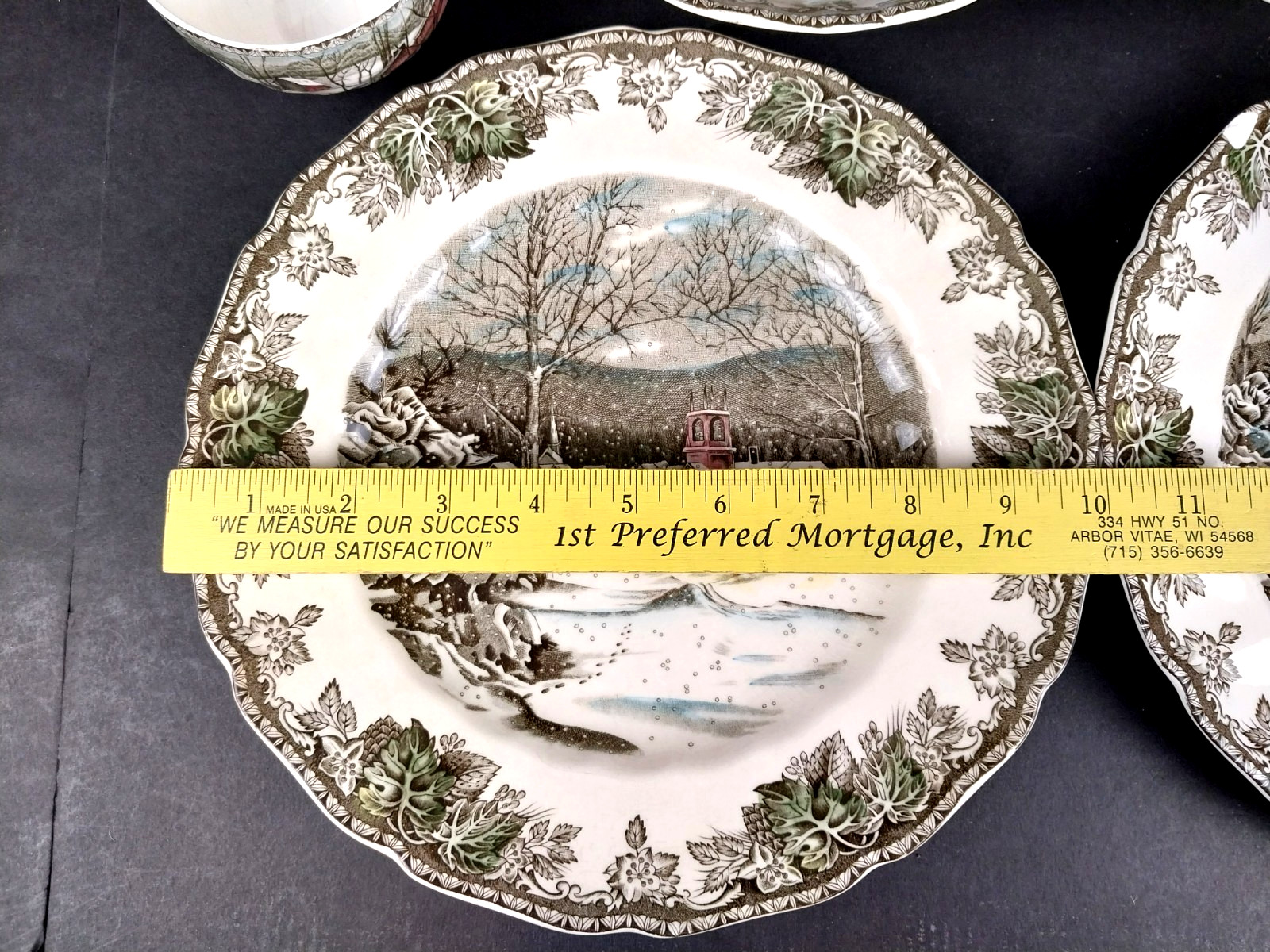 Vtg Johnson Brothers 6-Pc School House and Covered Bridge Teacups Plates & Bowls