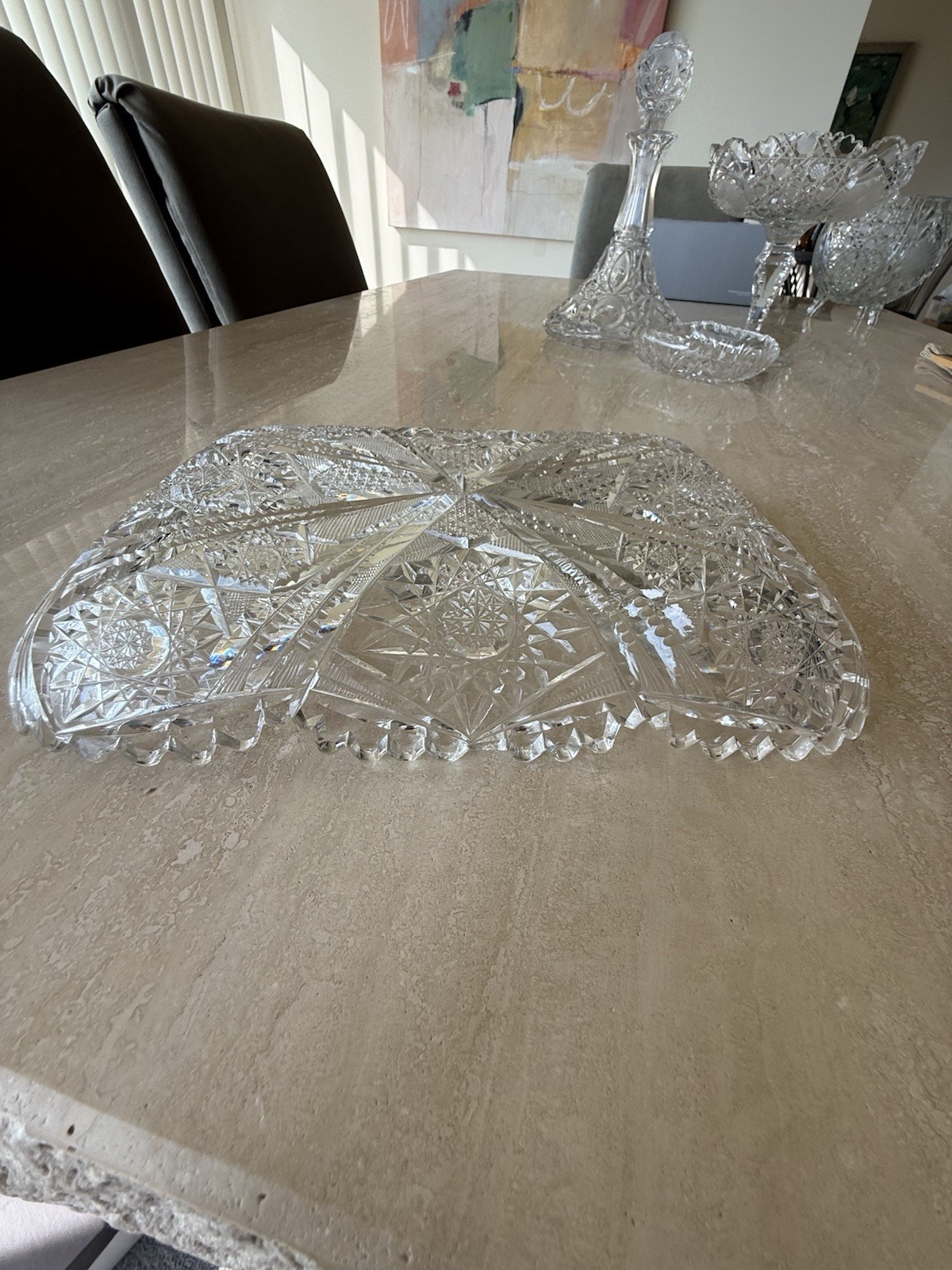 Antique American Brilliant Period (ABP) cut glass tray