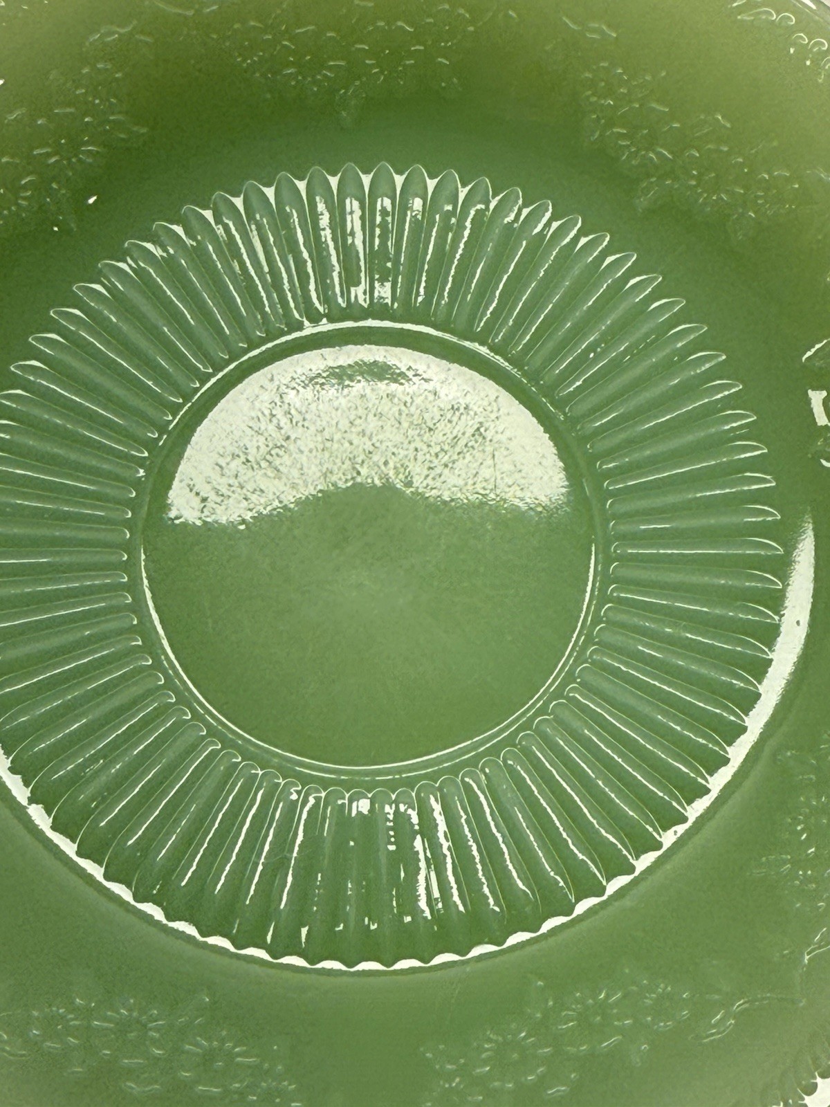 Vintage Fire King Jadeite Alice Saucer Plate 6″ Floral Scalloped Edge Unmarked