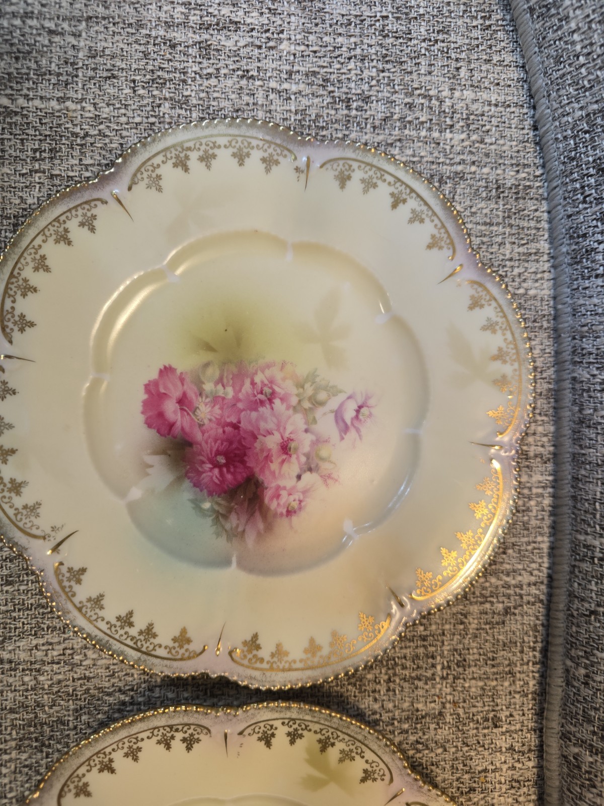 RS Prussia Strassburg Pair Of Dahlia Plates, 6 3/8″