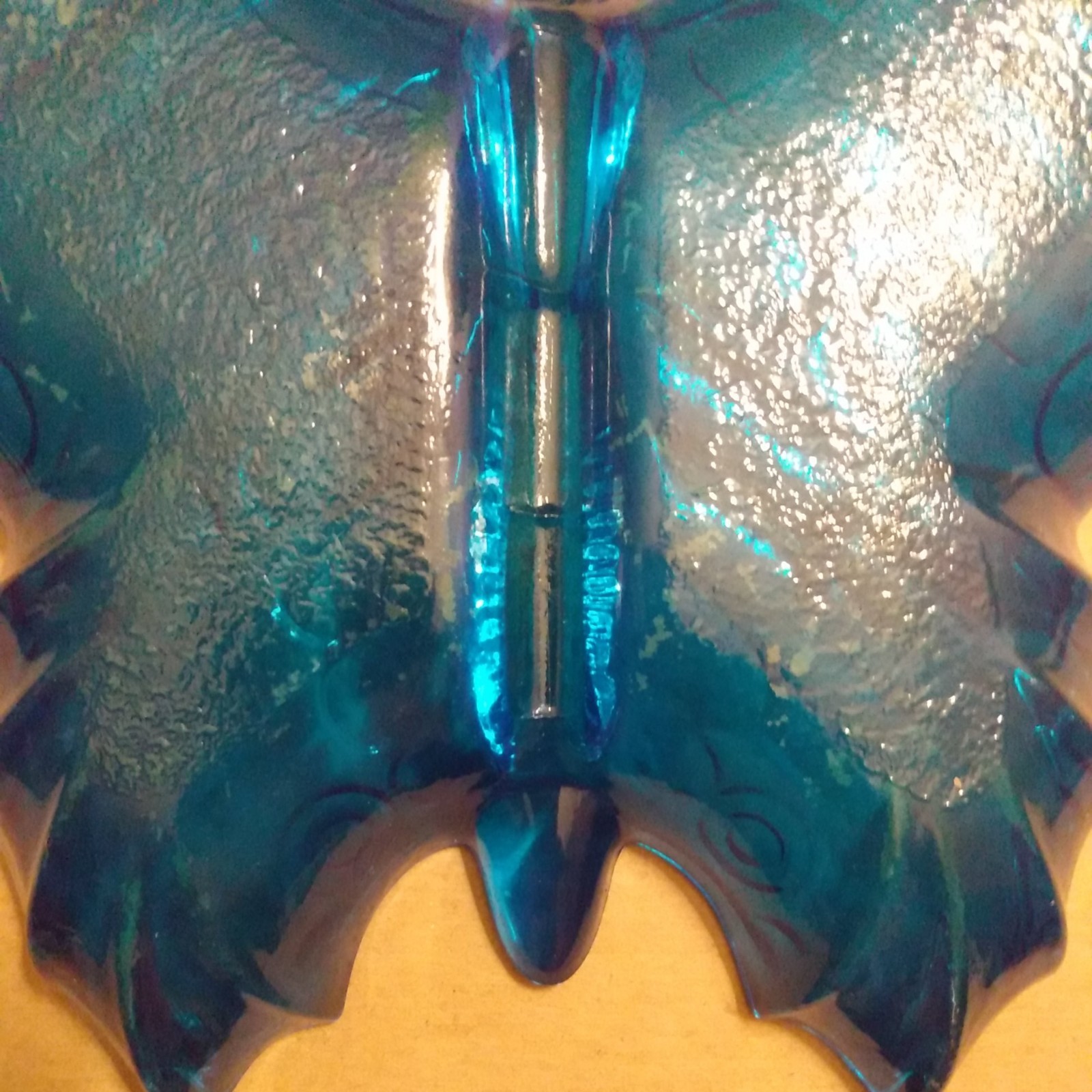 Vintage Glass Butterfly Dish cobalt blue