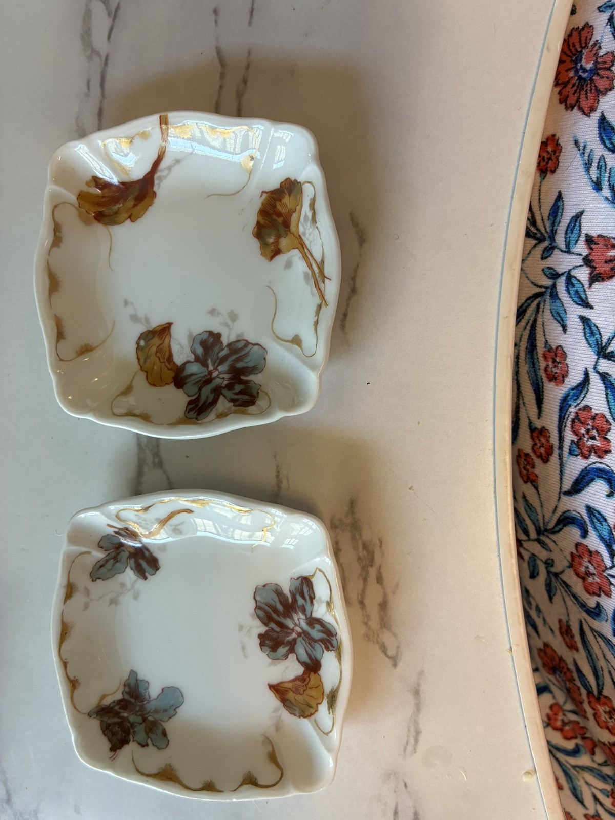 Haviland Limoges France 2.5” Square Butter Pat /Tea Bag/Salt Dish – set of 2