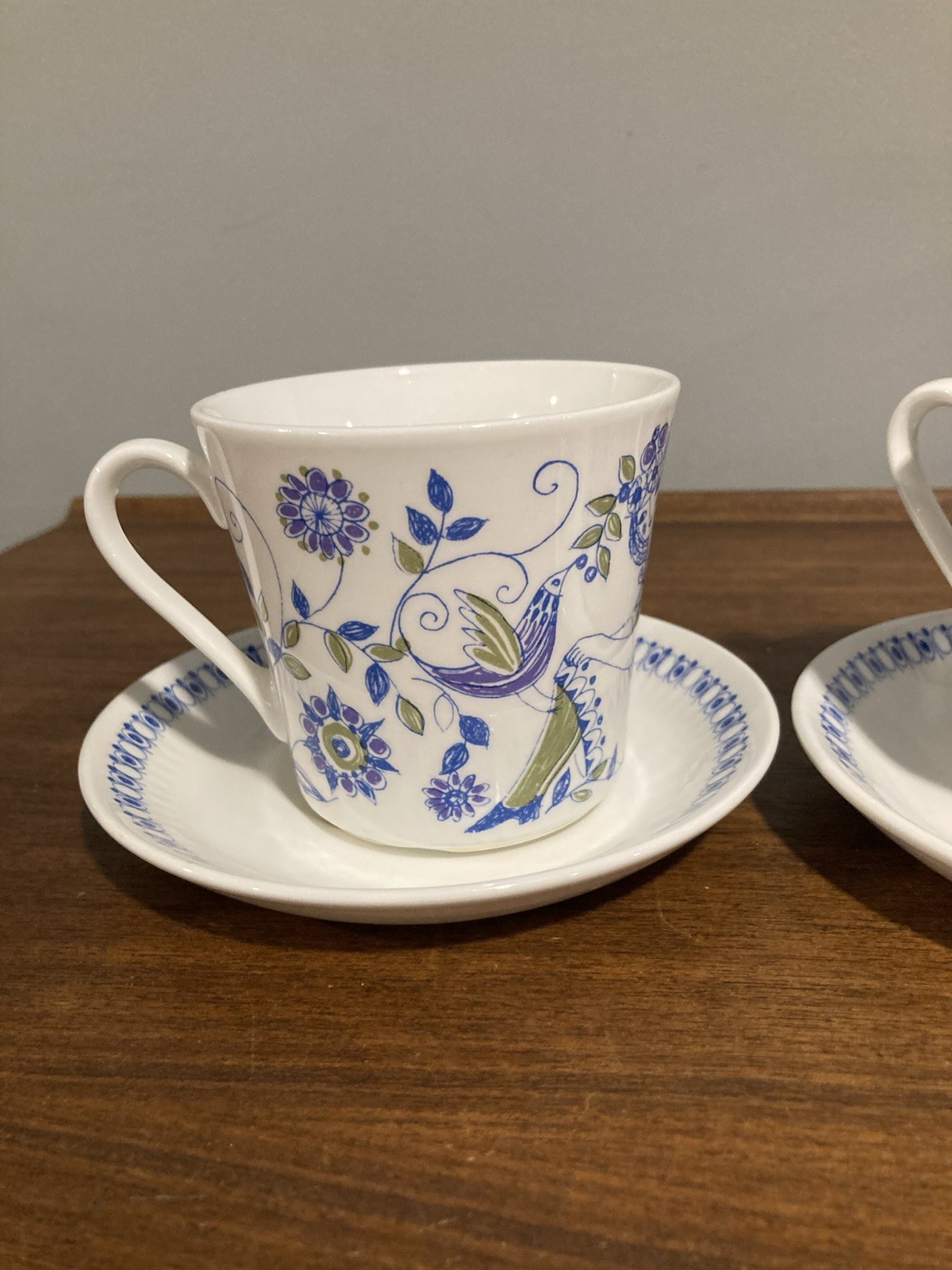 Vtg Figgjo Flint Lotte Pattern Tea Cup and Saucer Norway by Turi Set Of 2