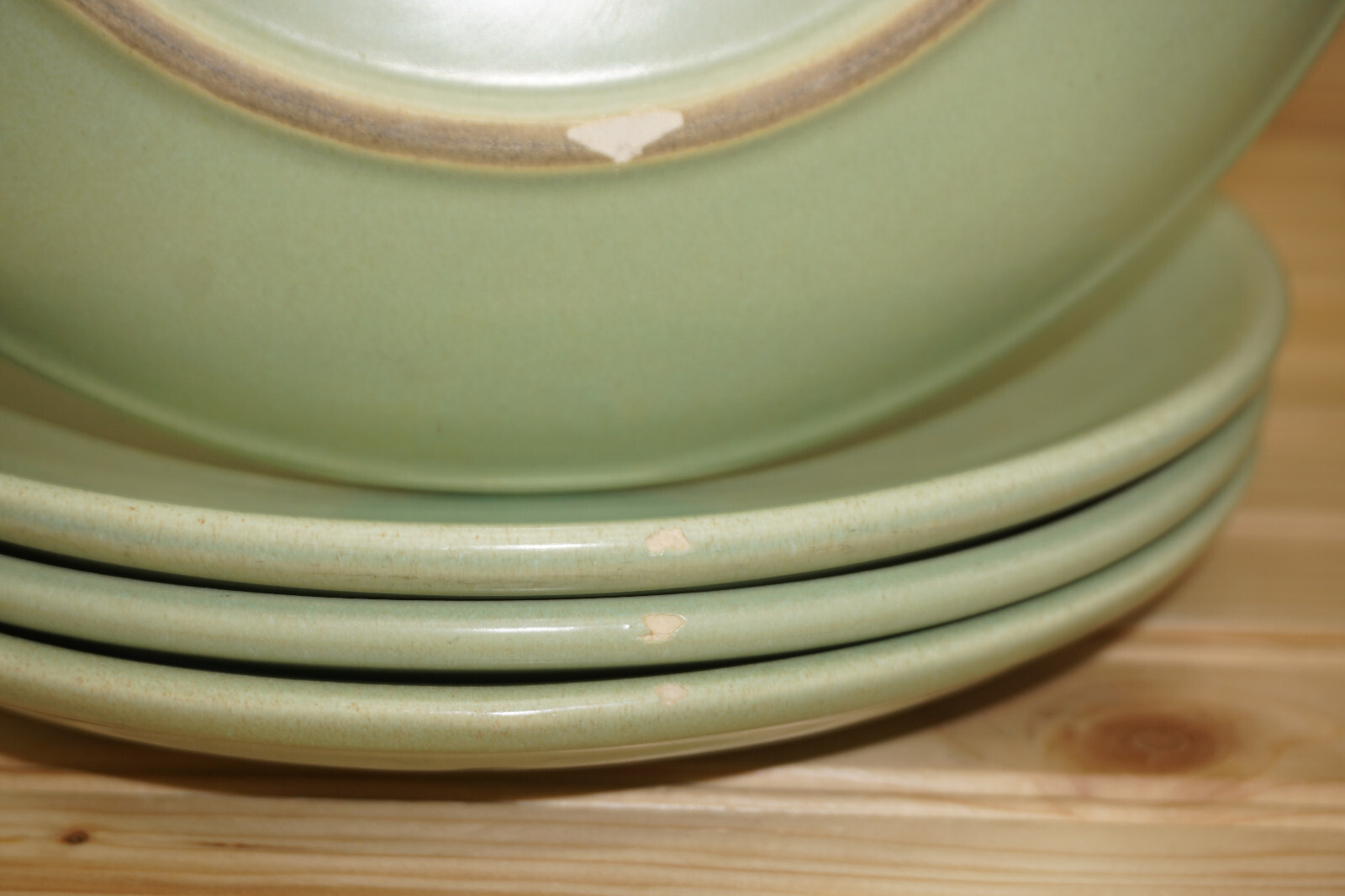 La Solana Pottery Green (4) Dinner Plates, 10″ (Lot C) (S41)