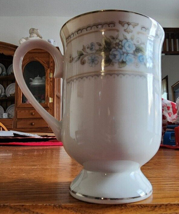 Elington Irish Coffee Mug (s) 10 oz. Wade Fine Porcelain White Blue Platinum !