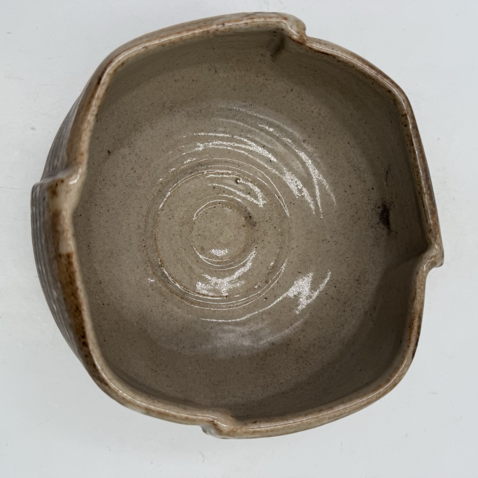 Studio Art Pottery Serving Footed Bowl Pinched Edge Matte Finish 6.25” Diameter