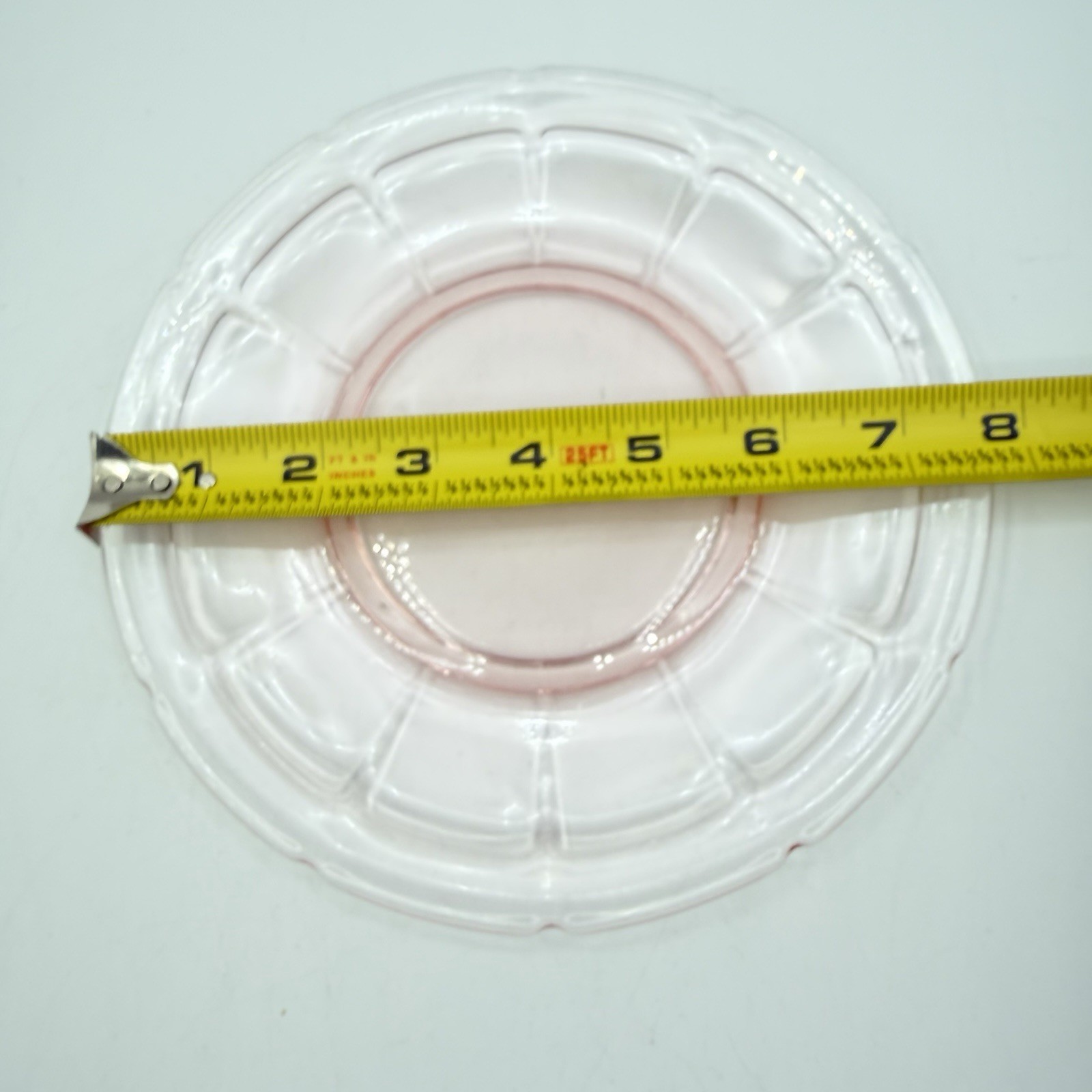 Vtg Diamond Glass Co VICTORY Pink Salad Luncheon Plates 7 3/4″ Set of 3