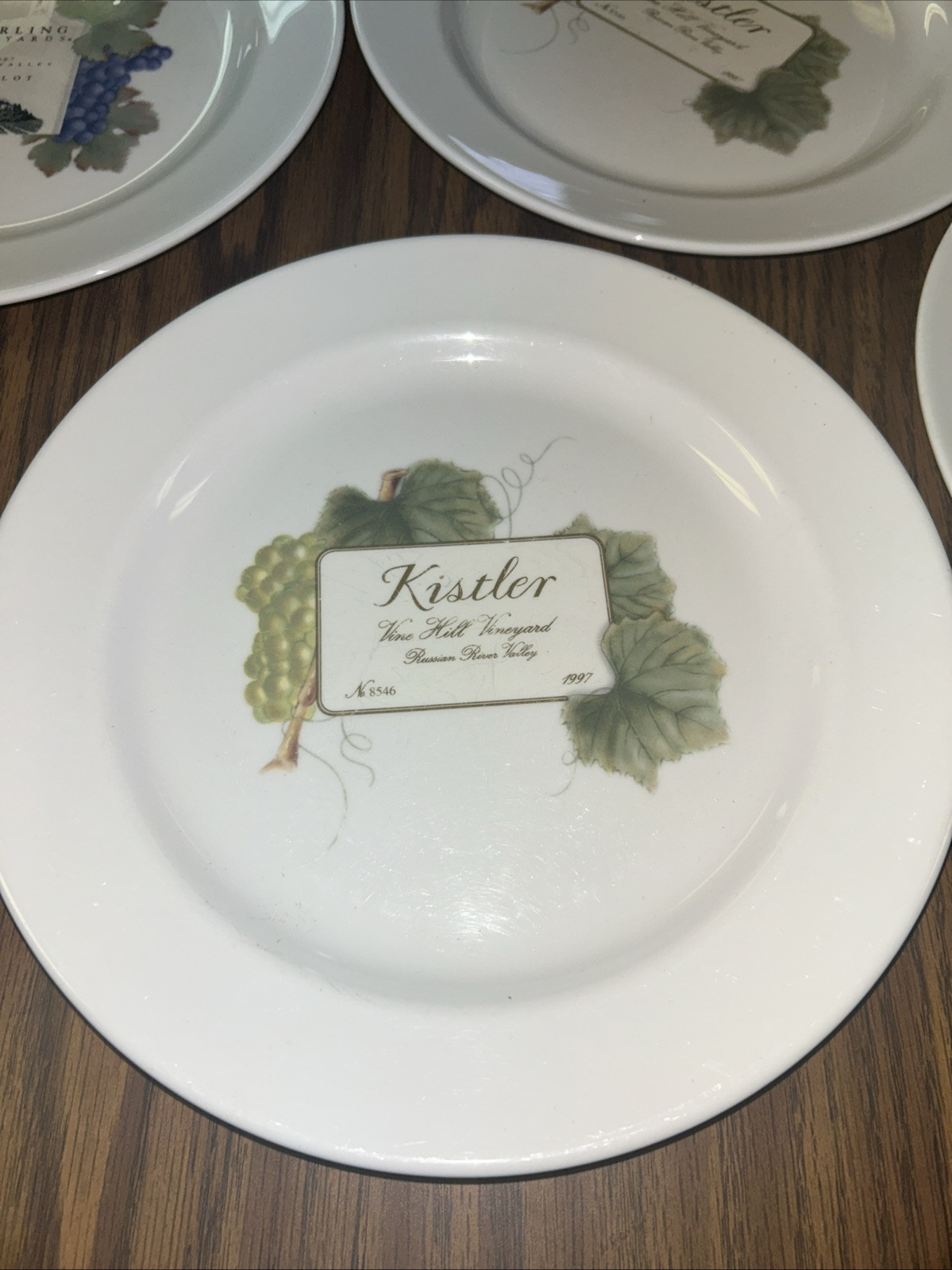 6 Wedgwood Grand Gourmet Vintage Collection Wine Theme 10″ Dinner Plates 1999