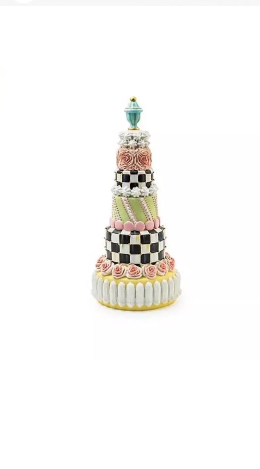 Mckenzie-Childs Rose Garden whimsical faux wedding Birthday Cake- New in Box