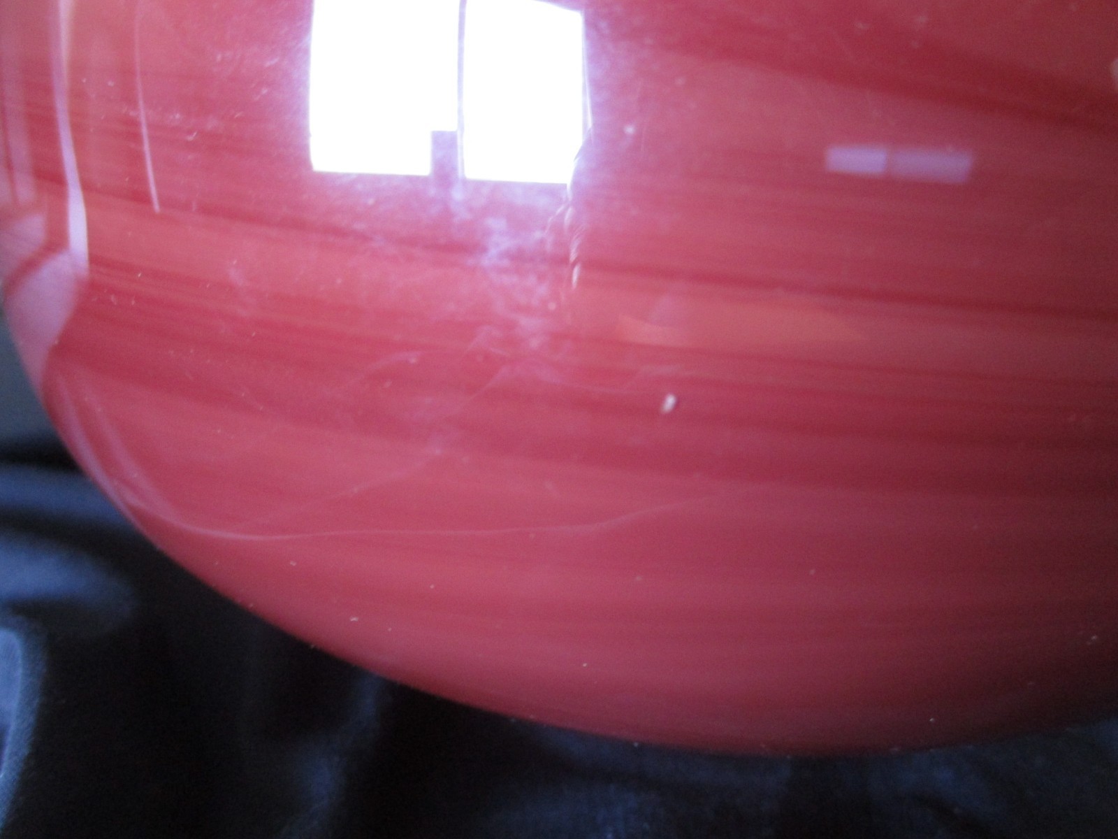 Baker O’Brien Studio 1997 Studio Art Hand Blown Red Swirl Glass Bowl
