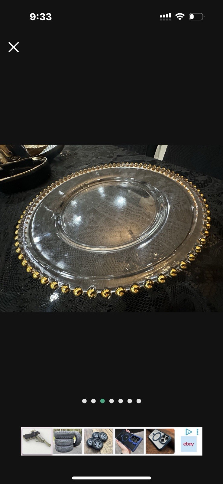 Luxory Glass and Gold Kitchen and Dining Plates. 13 Inch Diameter . 12 Set