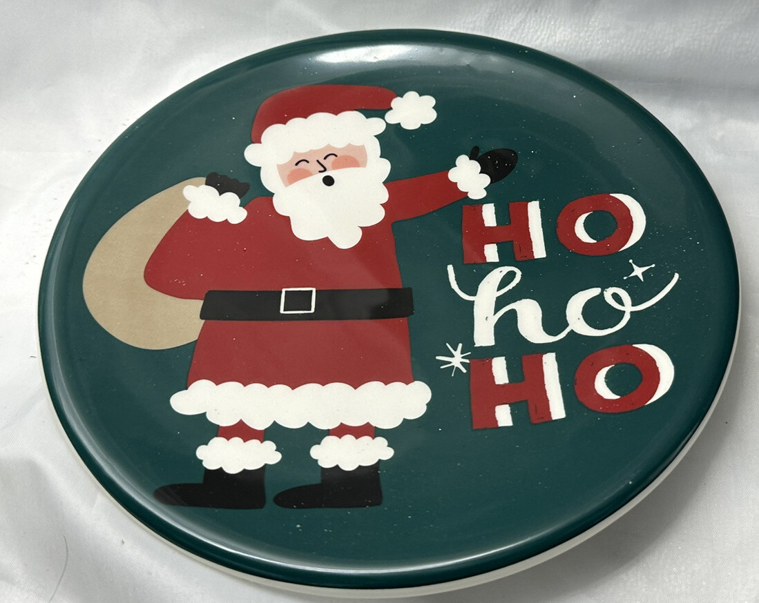Holiday Home Santa Christmas Salad / Dessert Plate 6.5 Inches Set of 3