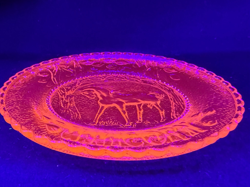 Green Vaseline glass Unicorn plate tea cup horse uranium pony saucer selenium 3″