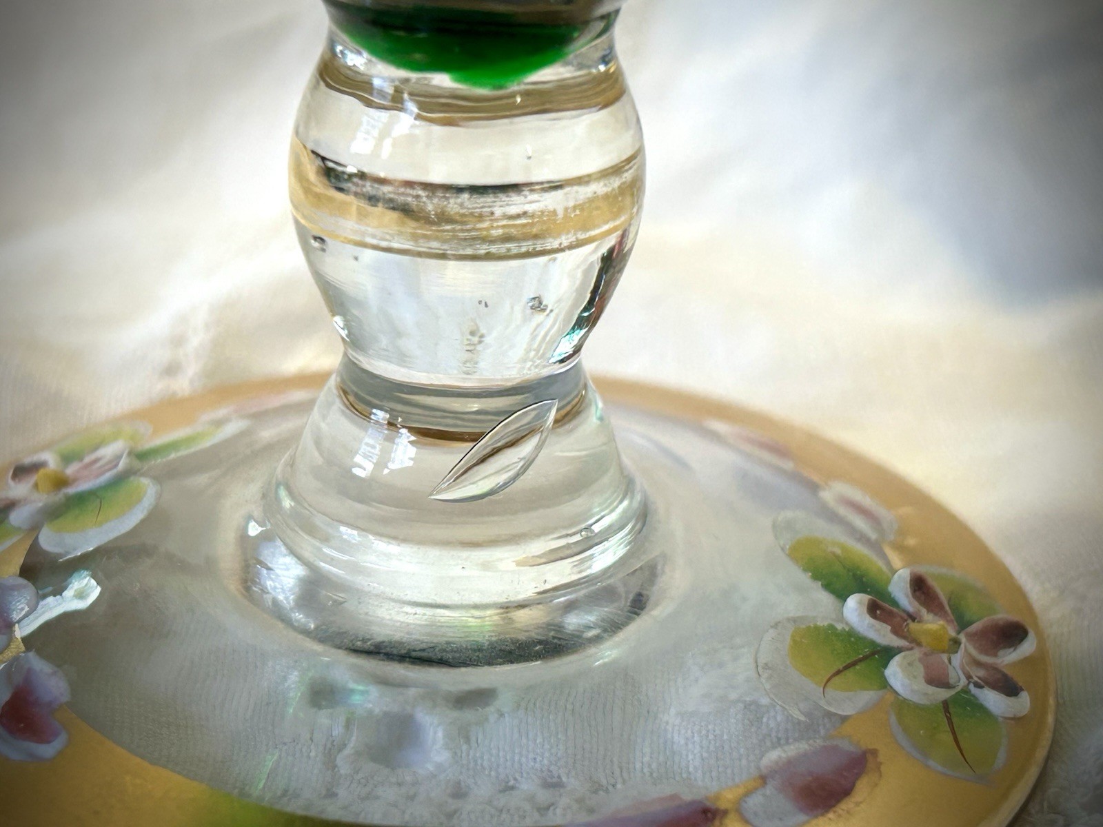 Vintage Seyei Victorian Glass Gold Trim Pedestal Bowl with Lid Made In Japan