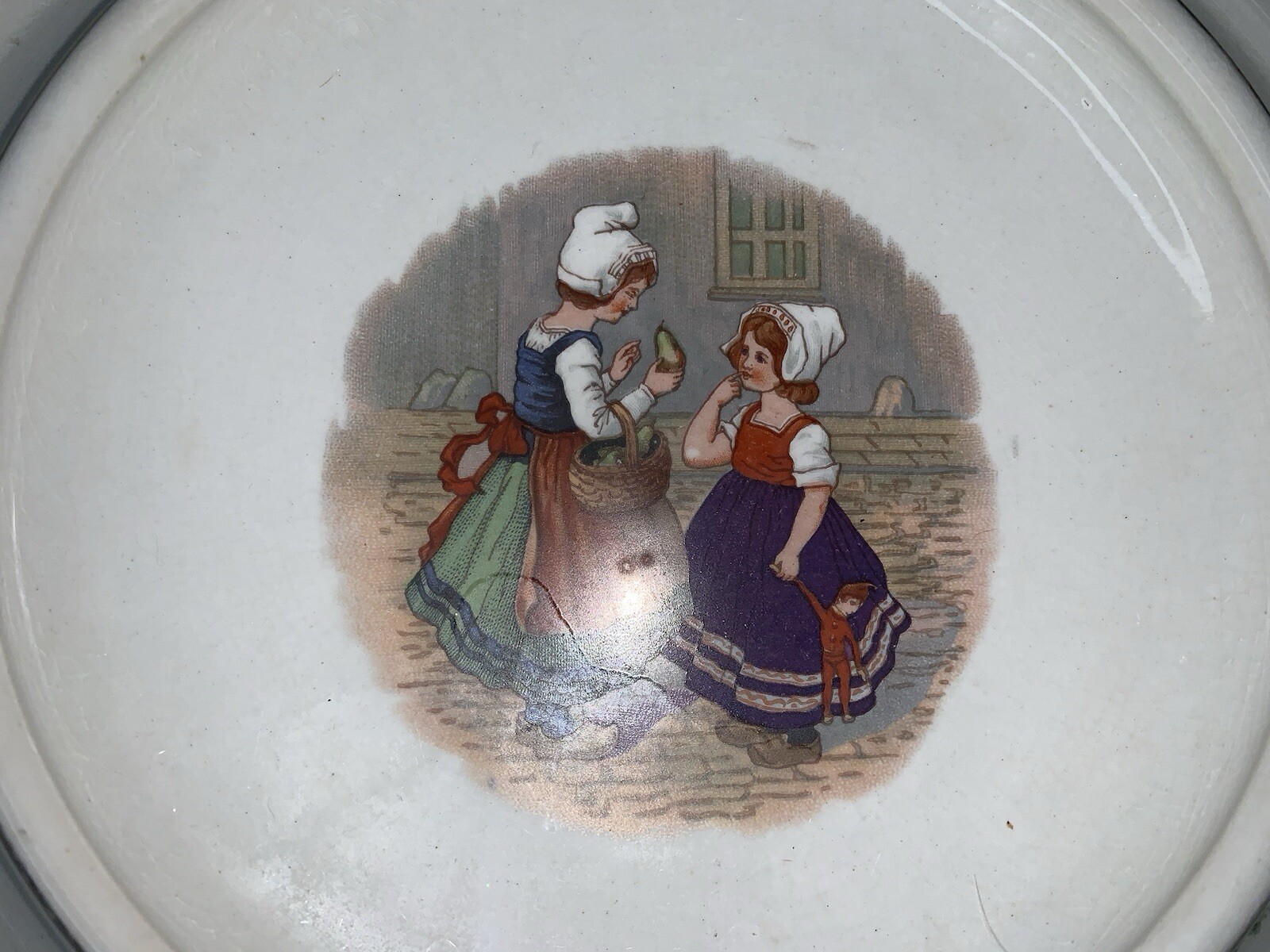 Antique Royal Baby Plate Bowl PAT. U.S. FEB 7, 1905 Two Dutch Girls Vintage