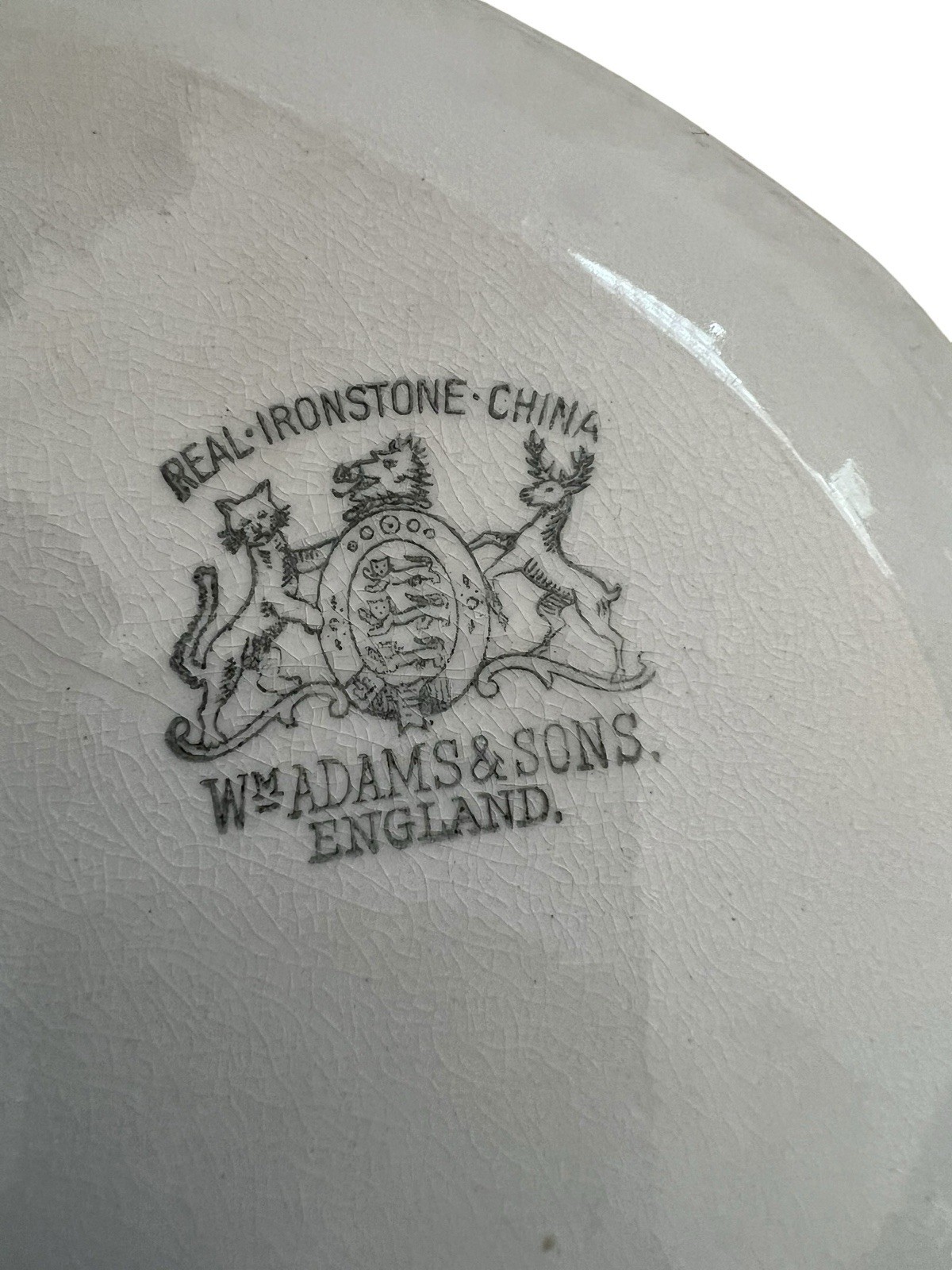 Vintage Wm Adams & Sons England Small Ironstone Hexagon Ribbed Plate