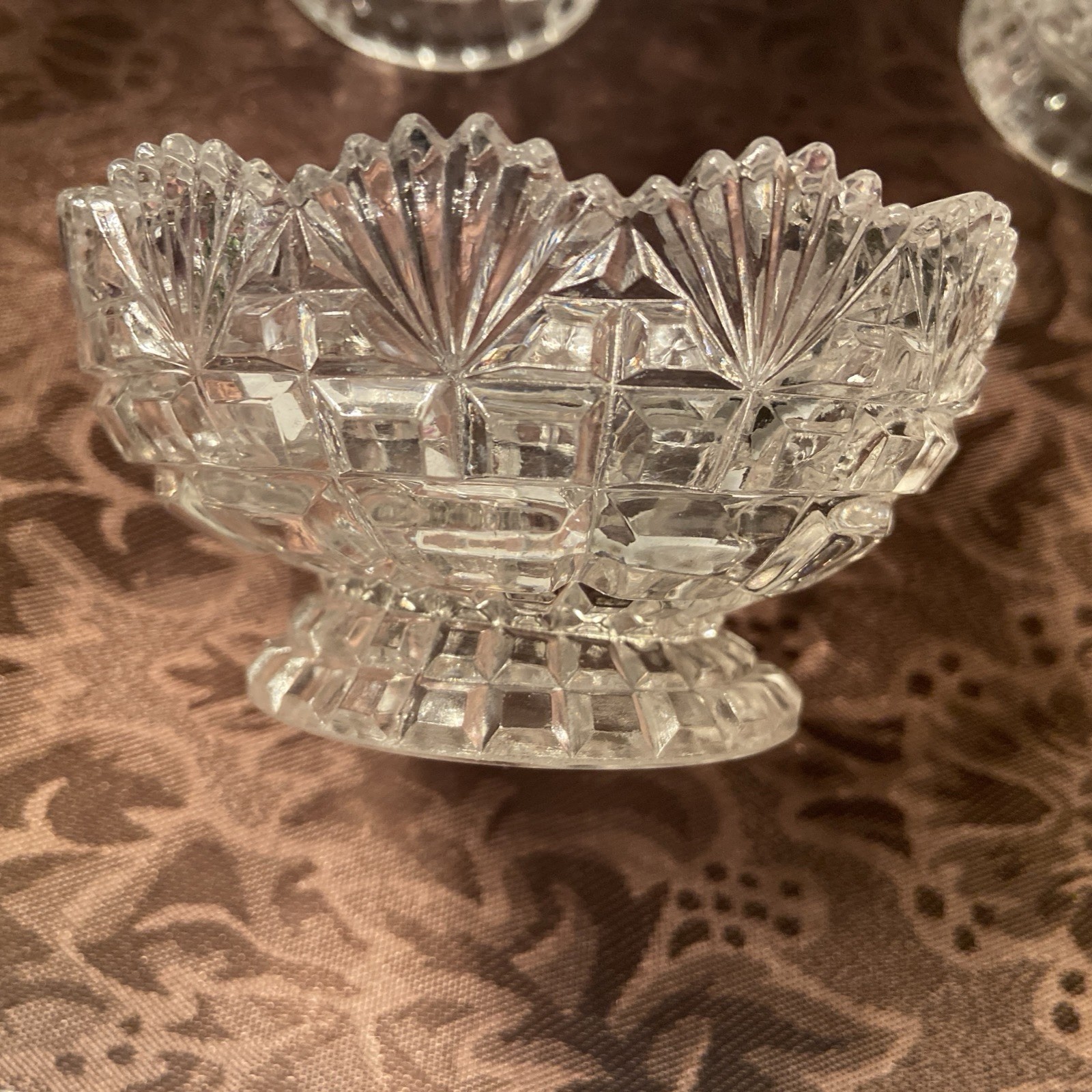 Vintage 4 American Brilliant Round Bowl APB Cut Crystal Glass Dessert