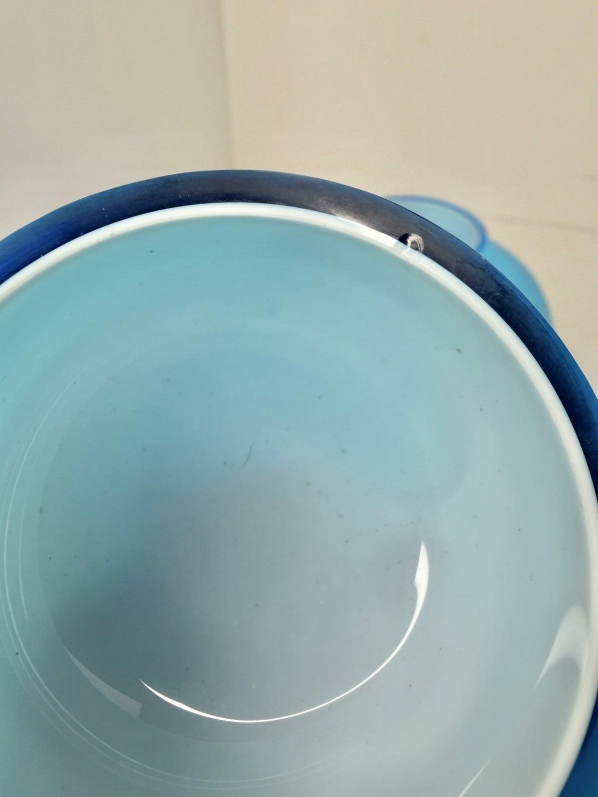 Vintage MCM Scandinavian Blue Cased Glass Ginger Jar 9.5” W/lid Pop Art