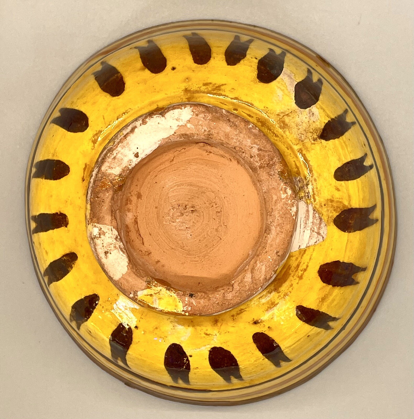 Antique Yellow Multan Sindh Pottery Dish Hand Painted Earthenware