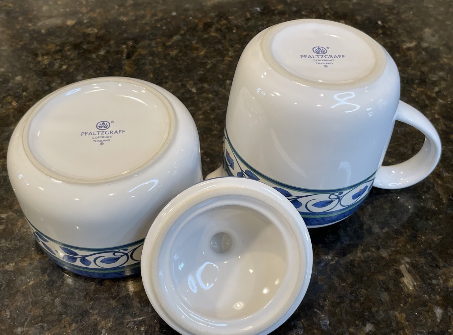 Pfaltzgraff Orleans Pattern Creamer and Sugar Bowl with Lid