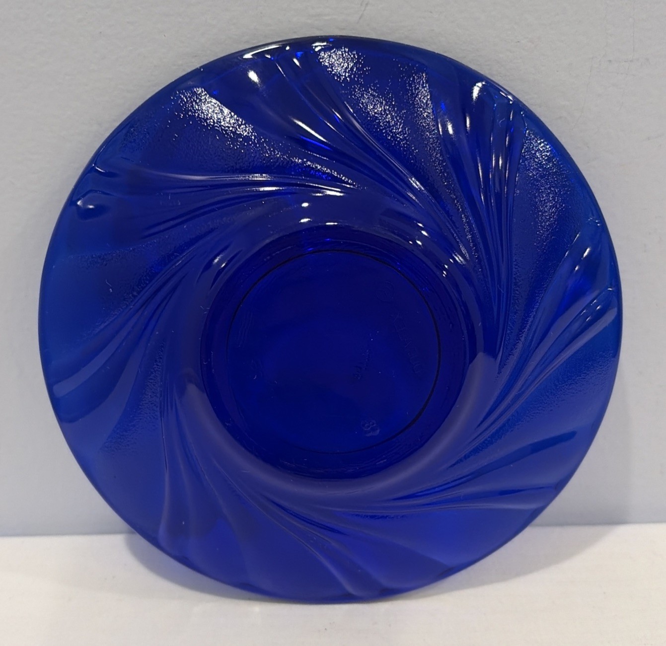 Vintage Saucer Plate 5-1/4″ Rivage Cobalt Blue by Duralex Swirl Design France
