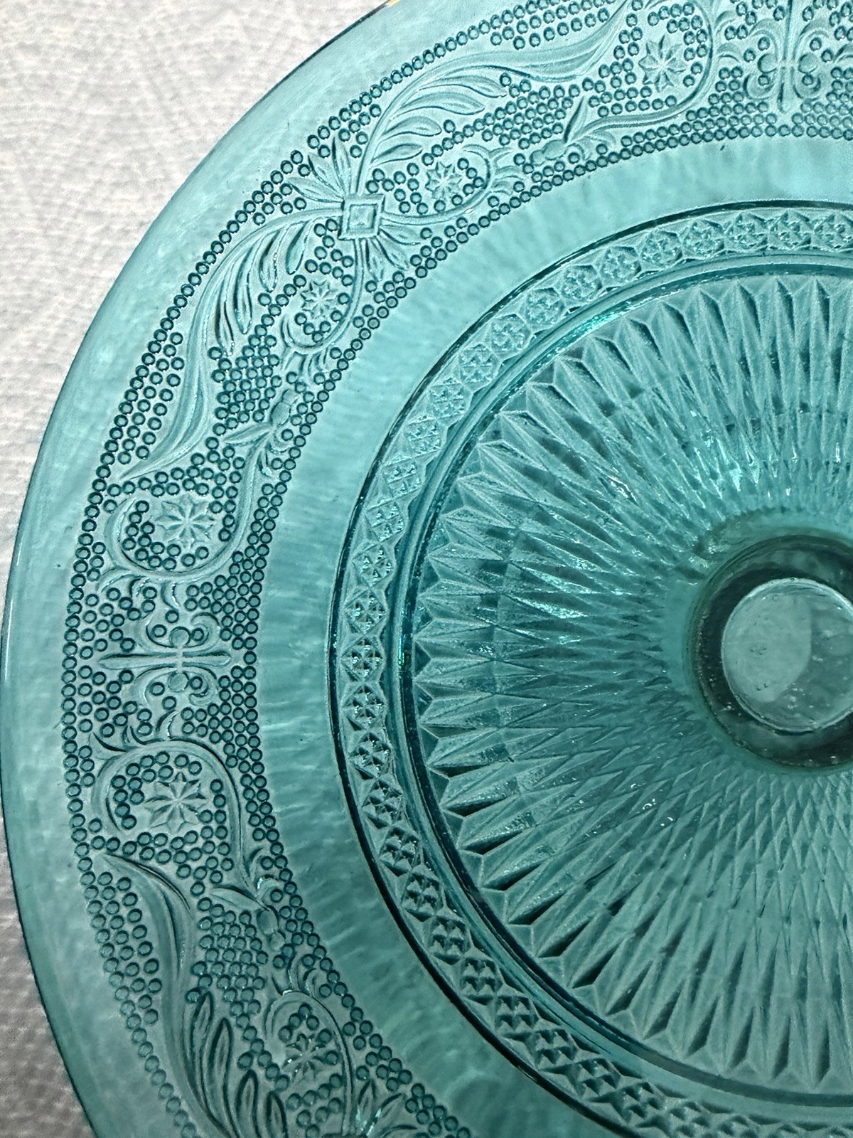 Small Tiara Indiana Glass Blue Pedestal Mini Cake Stand Plate – 7.75″ Diameter