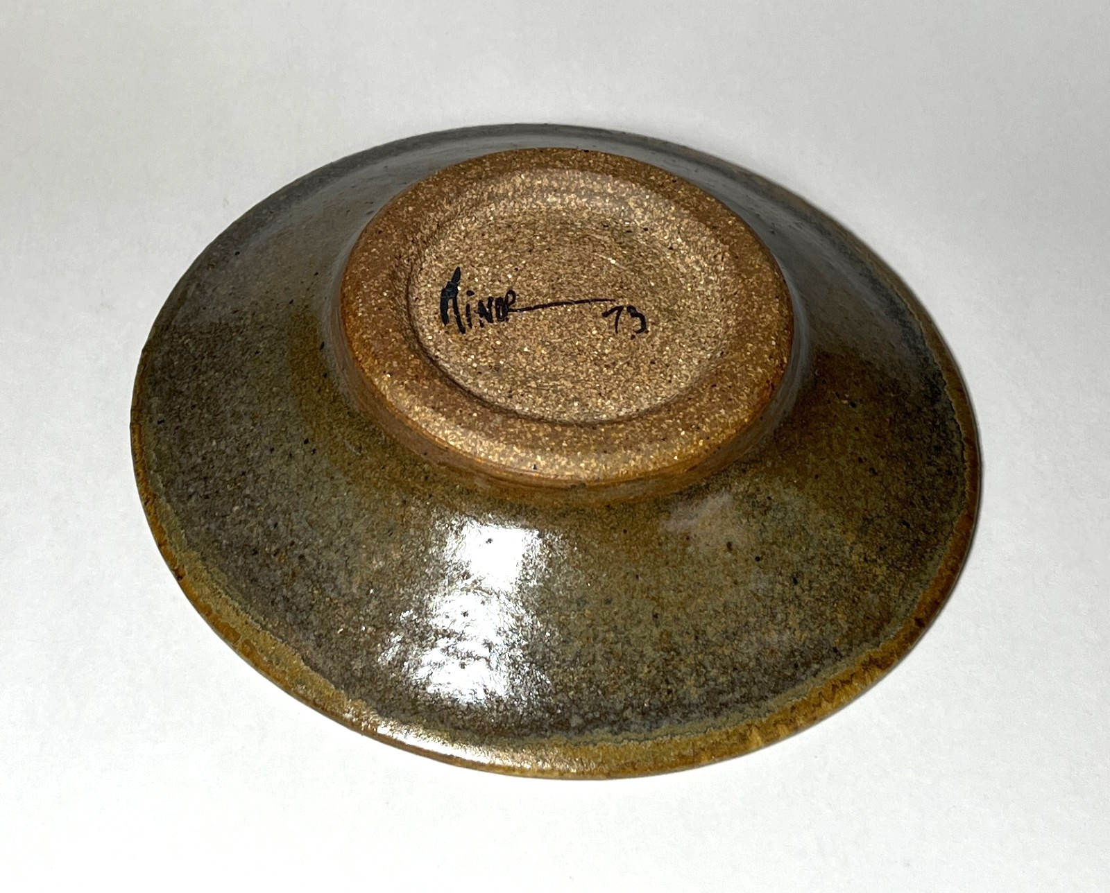 Signed Minor 1973 Studio Art Pottery Stoneware Plate Contemporary Modern
