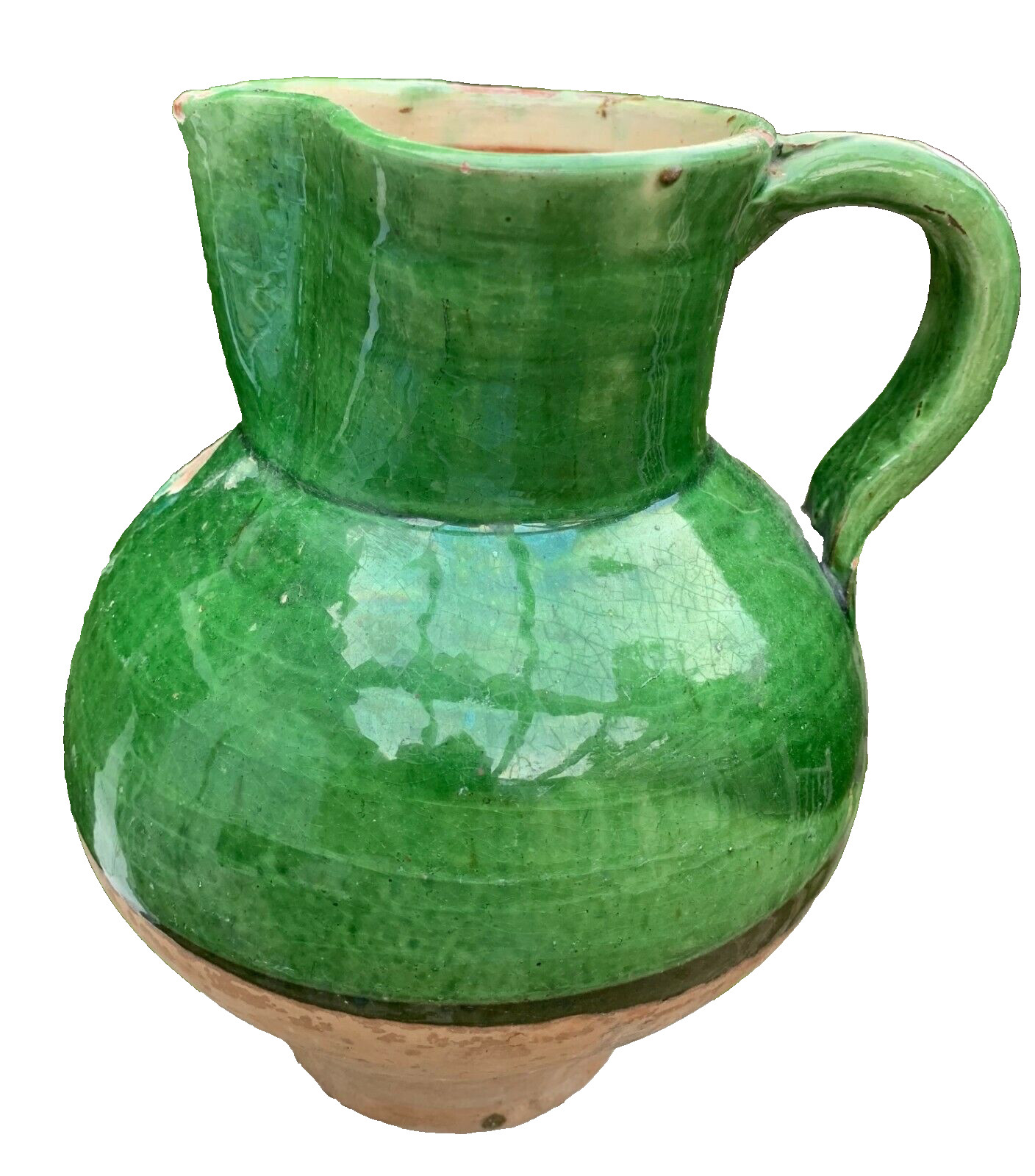 FRENCH ANTIQUE POTTERY YELLOW GLAZE CERAMIC EARTHENWARE CONFIT PITCHER POT
