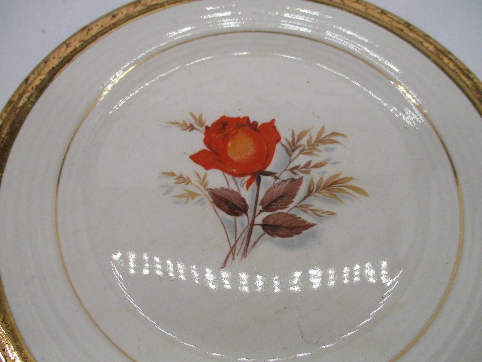 Triumph American Limoges-Vermillion Rose 6 @ 6″ Plates Sebring Ohio 22k