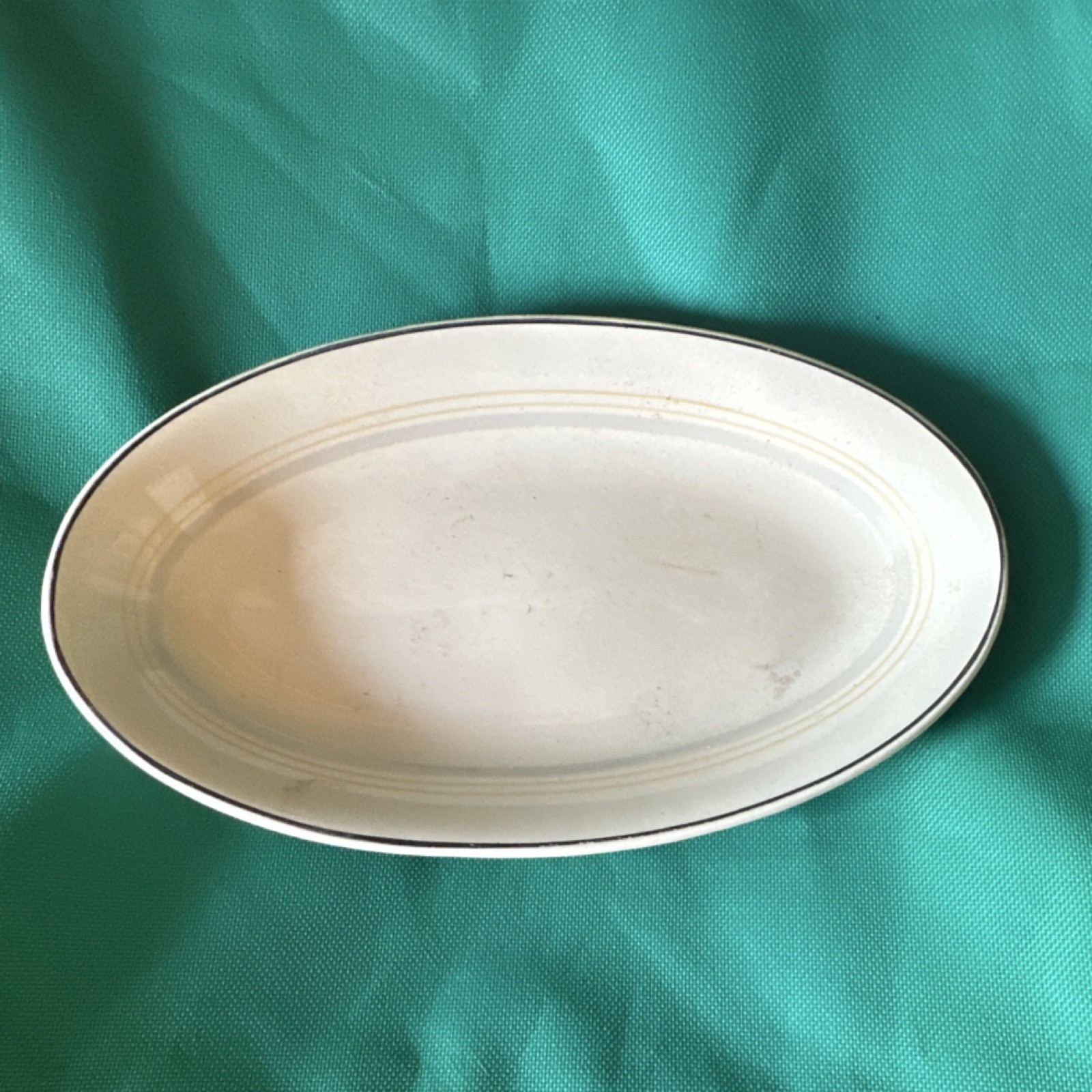 Maddock Ivory Ware Oval Stoneware Platter Ivory White Glossy England