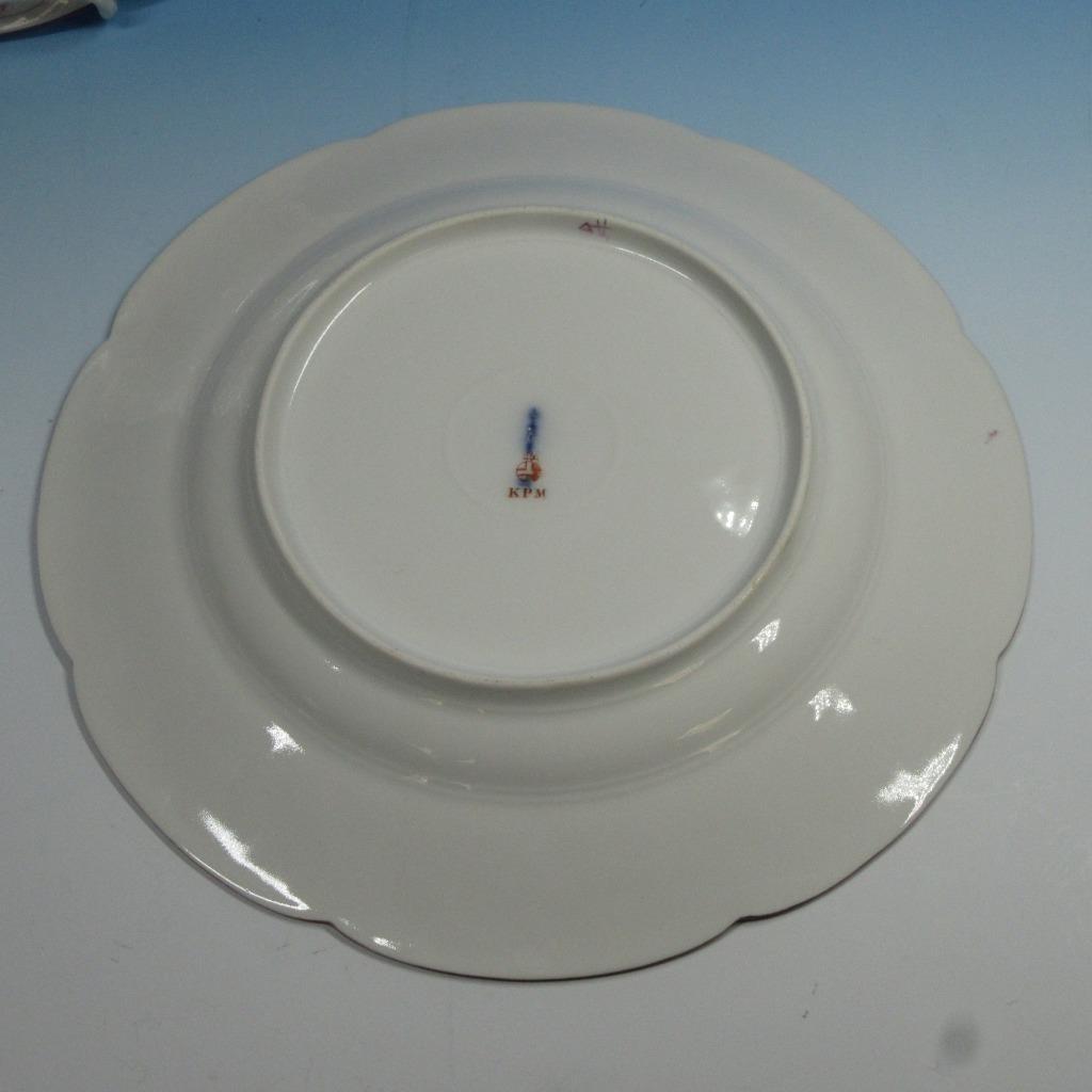KPM Berlin Porcelain – Purple Flower Decorated – 3 Dinner Plates – 10 1/8 inches