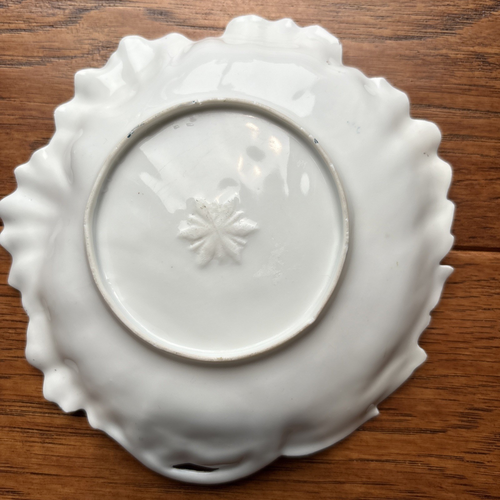 RS Prussia Leaf Serving Trinket Dish 6.5” Blue Green Hand Painted