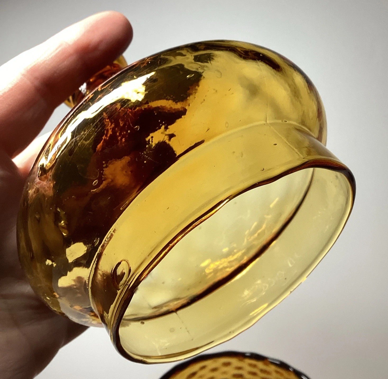 Vintage Italian Empoli Amber Glass Apothecary Candy Compote Jar