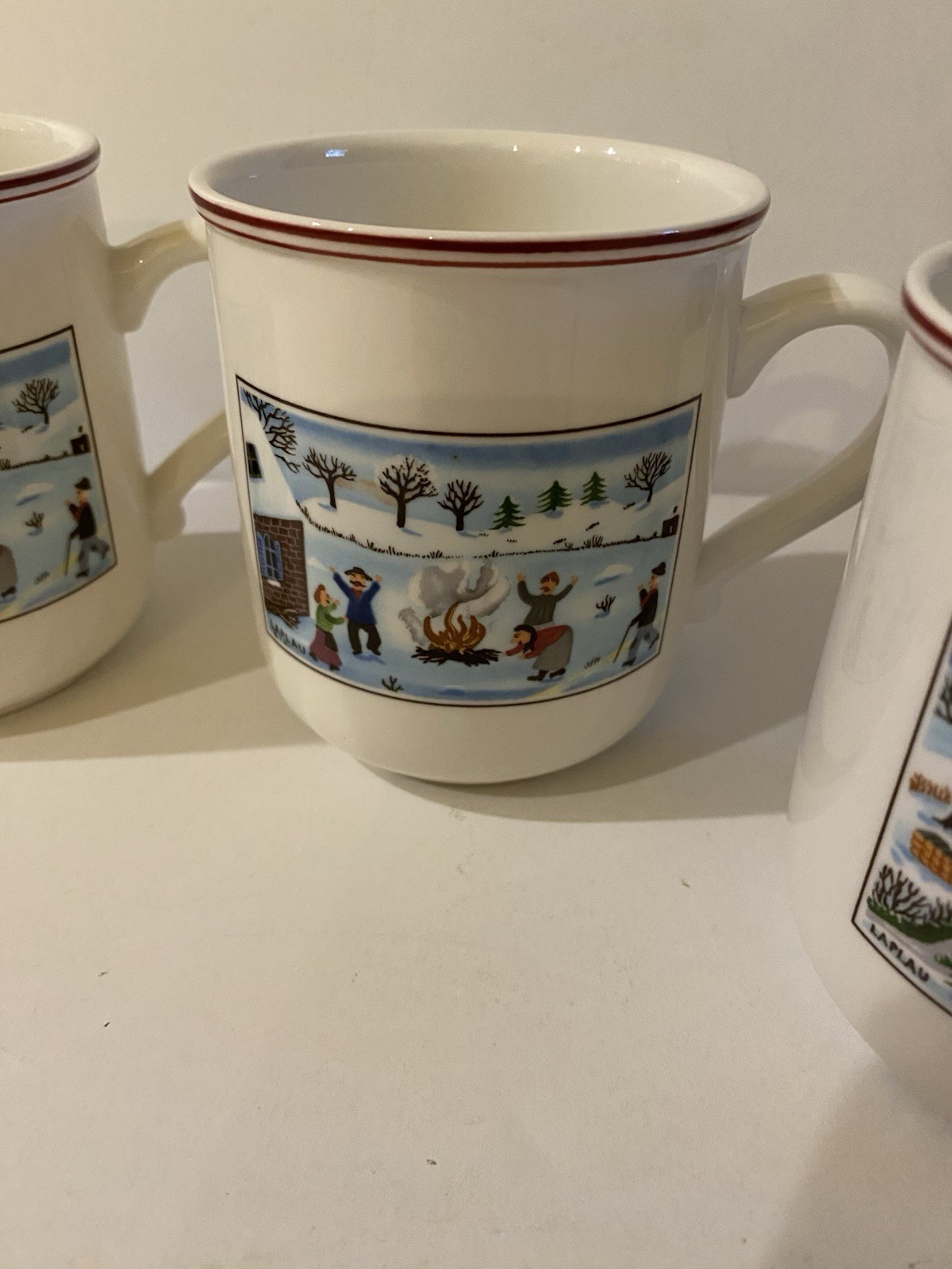 Villeroy & Boch NAIF CHRISTMAS Set of 3 Coffee Tea Cups Mugs 7 Oz EUC