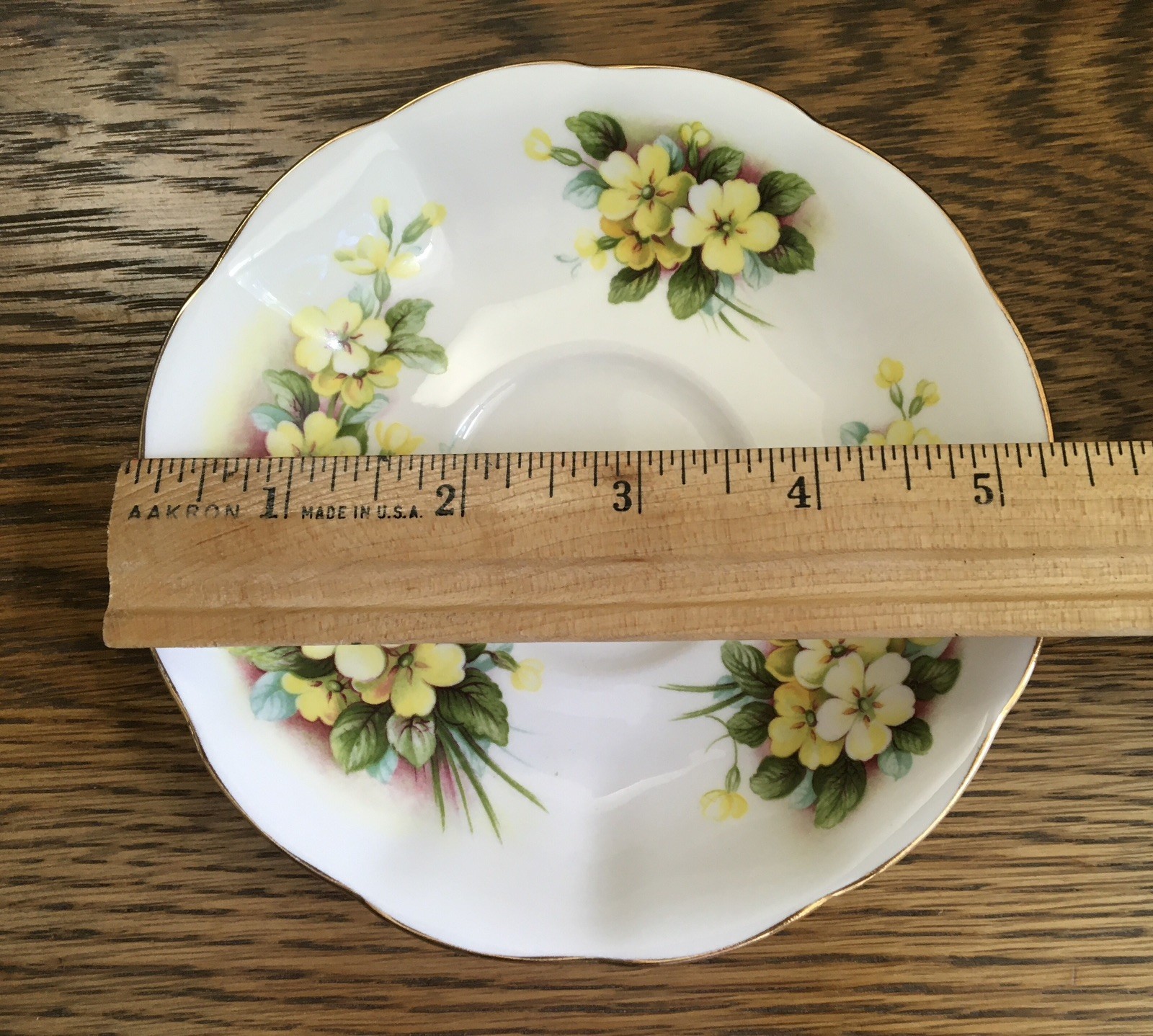 Royal Albert Teacup Saucer Set Bone China Yellow Primrose England Vintage 1960s