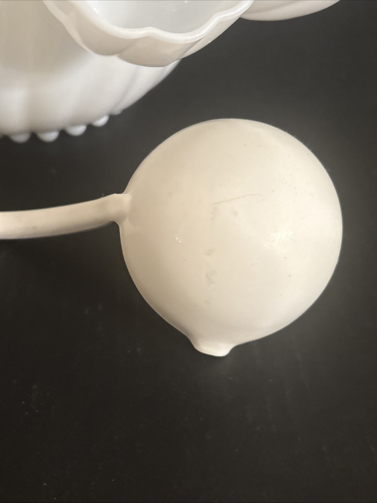 Vtg Hazel Atlas Milk Glass Alpine White Swirl Punch Bowl 12 Cups W Vtg Ladle