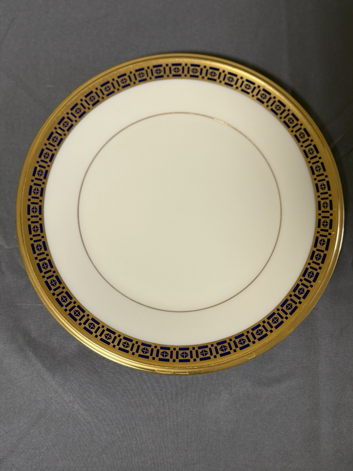 Lenox Tudor Plate 8 1/8″ Gold Blue Border Made in USA Replacement#2