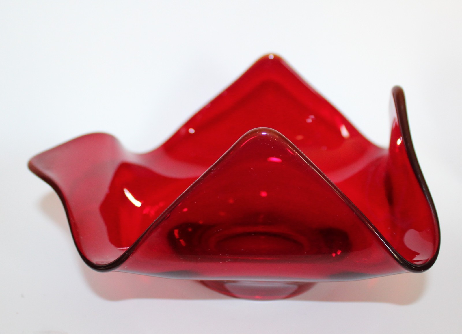RUBY RED CANDY DISH UNIQUE SHAPE
