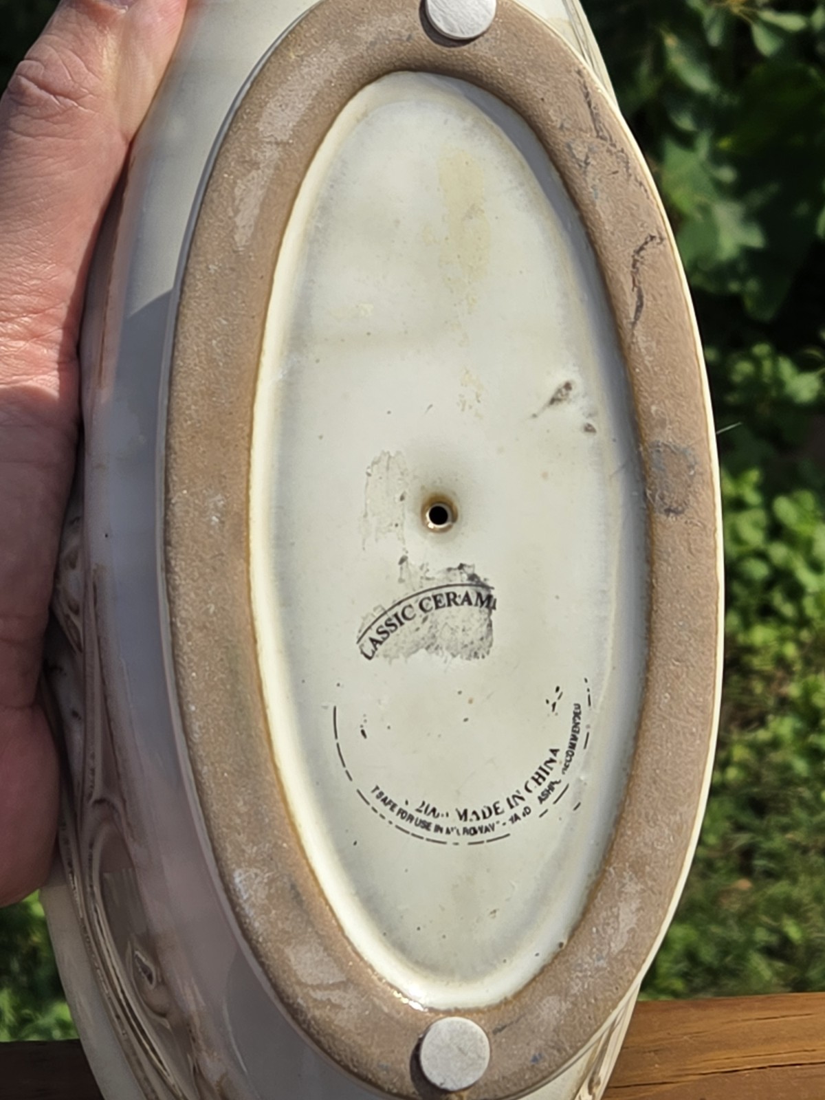 Classic Ceramic Footed Oval Console Bowl MCM