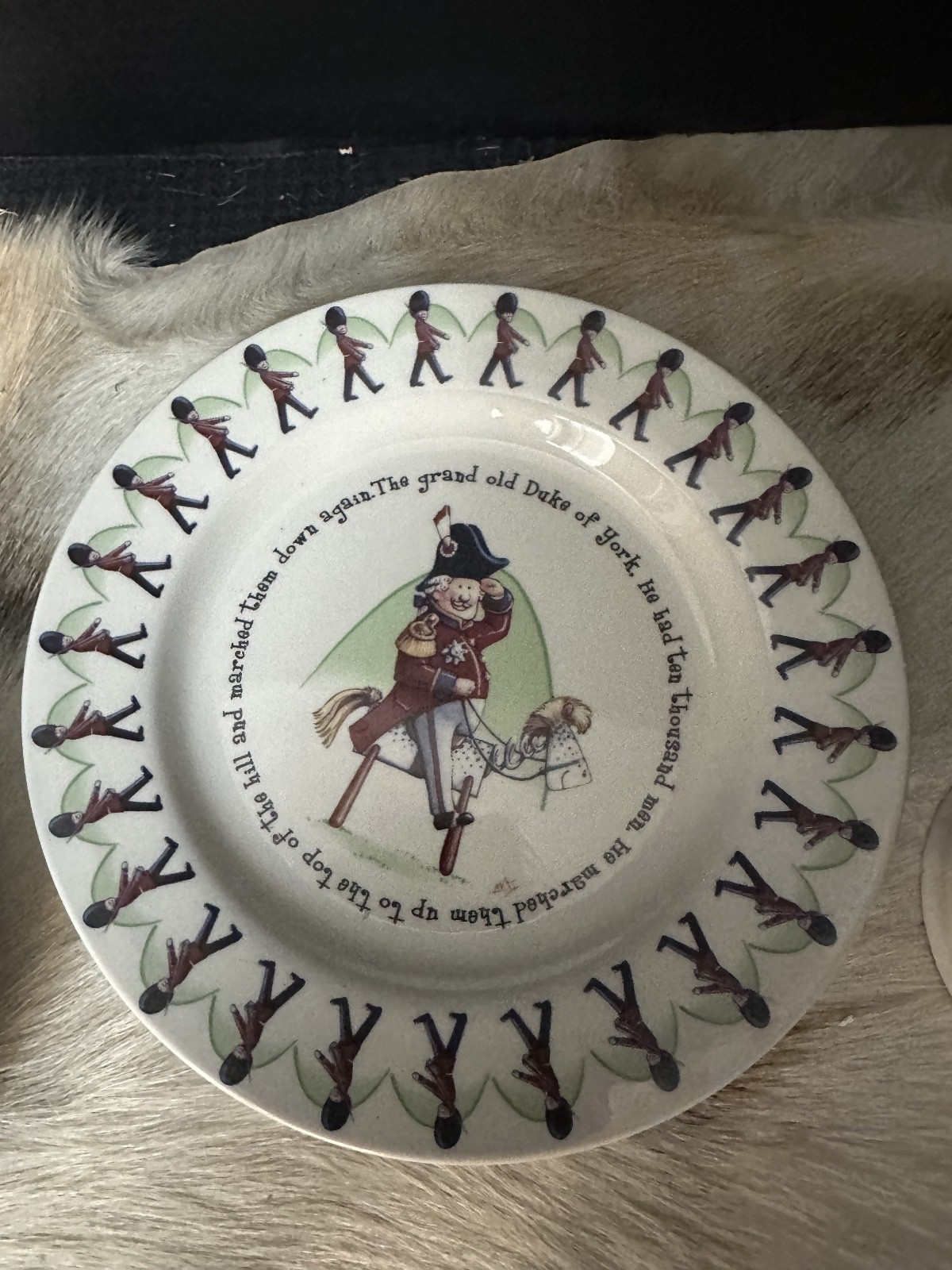 1890 Anderton Pottery England “Grand Old Duke of York” 3-Pc Plate/Bowl/Mug EUC