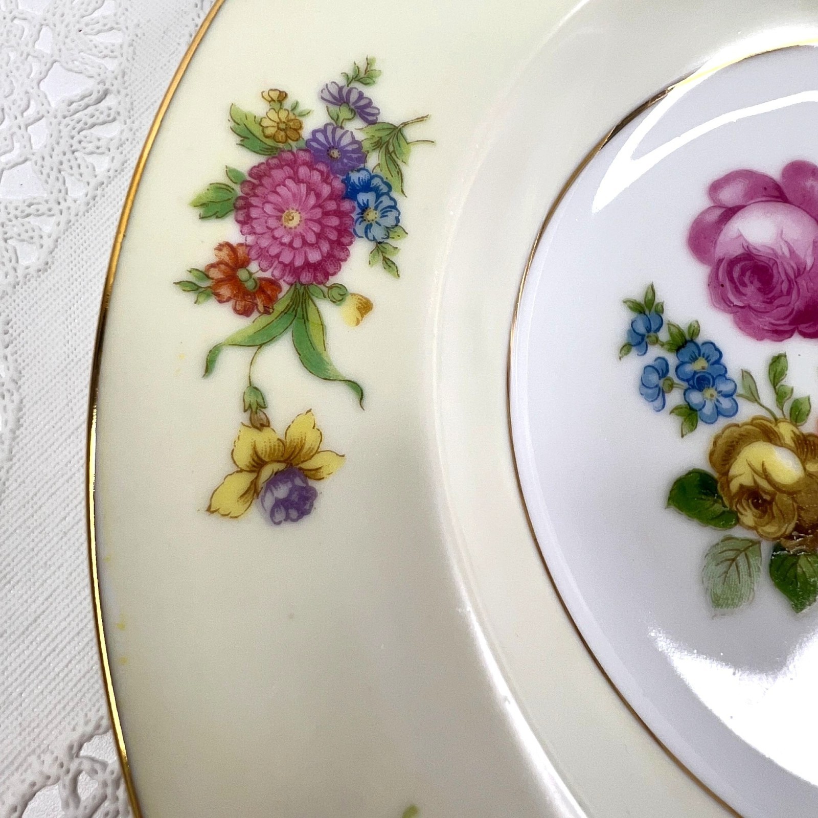 Vintage Rose China Rim Soup Bowls Set Of 6 Occupied Japan 8″ Elegant Dining