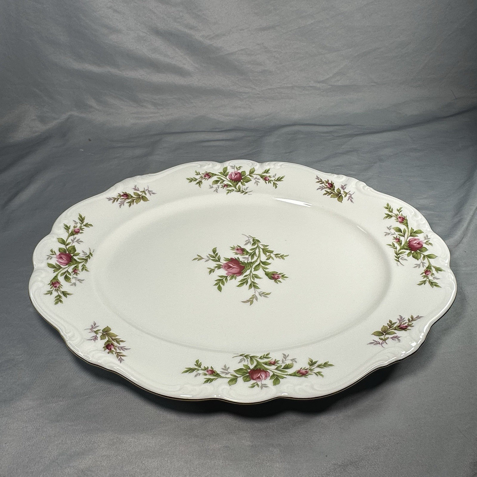 Johann Haviland Moss Rose Large Serving Platter 15”L Gold Trim Bavaria 1970’s