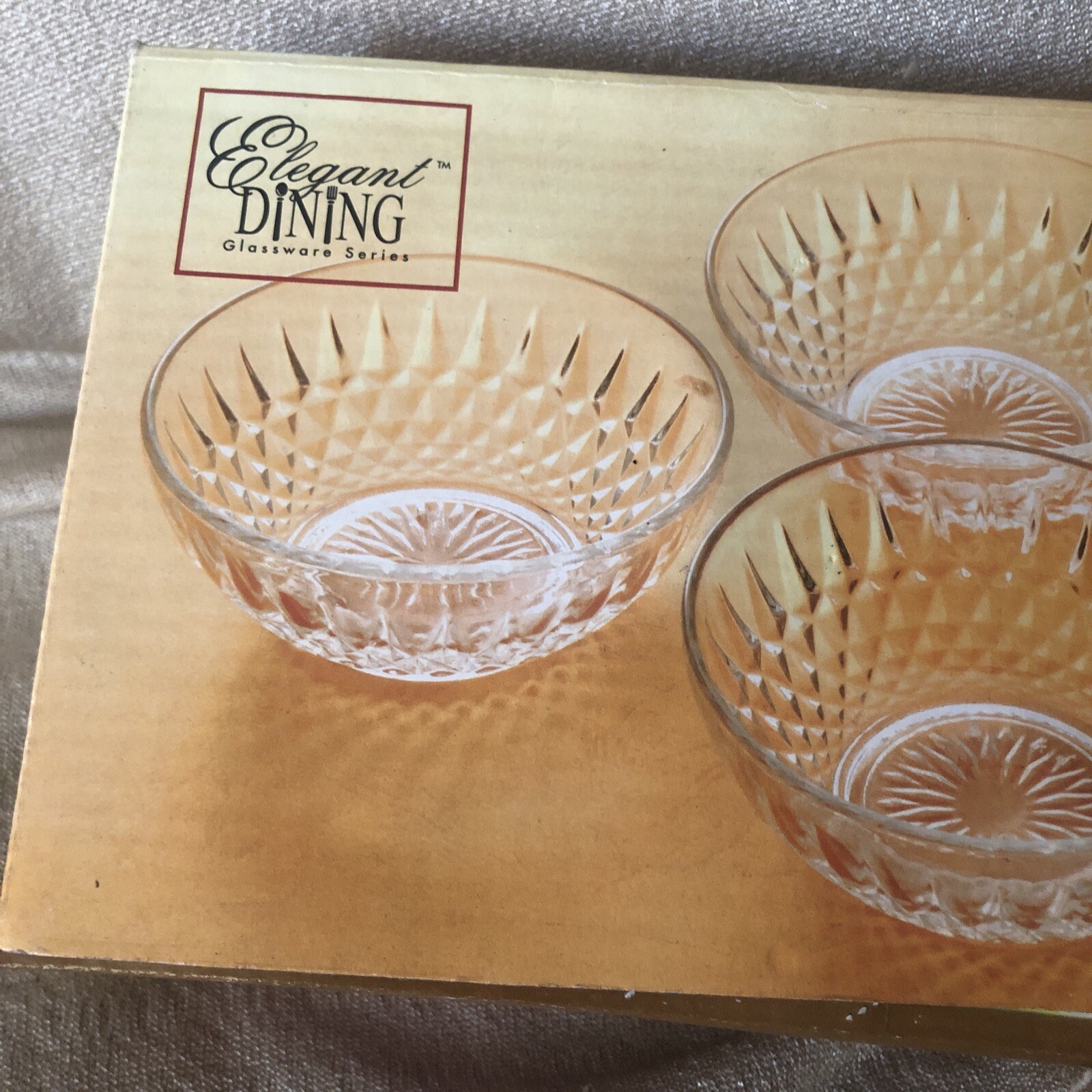 Elegant Dining Glassware Series, 4 Piece Bowl Set 5×2 Inches New With Box