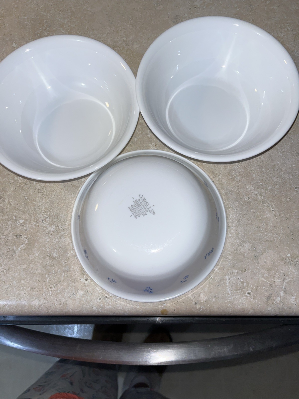 VTG Corelle Blue Dusk Floral 6” Cereal Soup Bowls (Set of 3) Provincial Blue USA